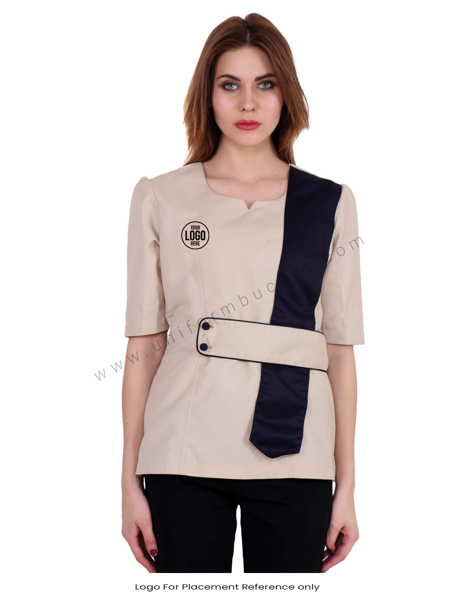 Beige Uniform Shirt Belt And Sash Trim