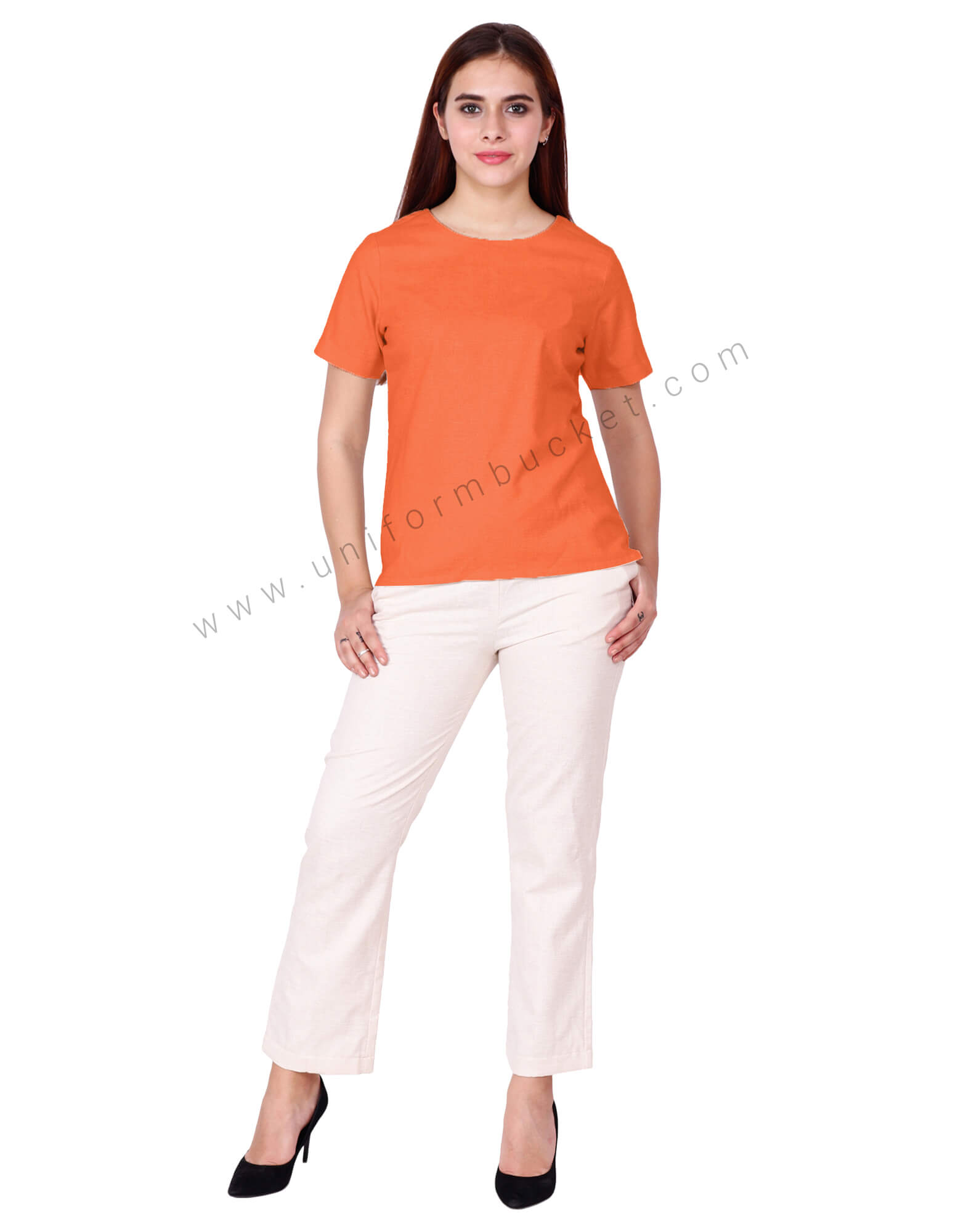 Beige Uniform Trouser With Adjustable Loops