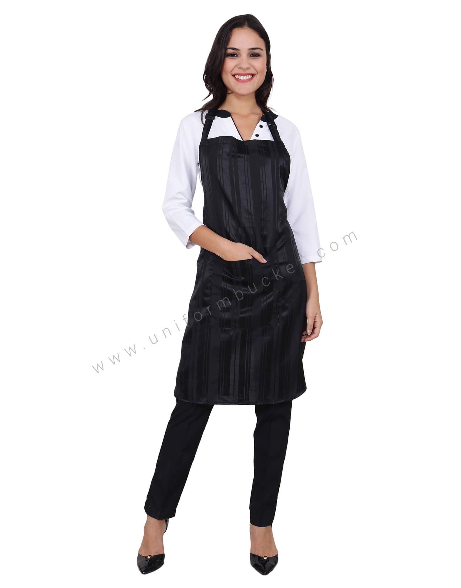 Black Lining Apron With Front Pocket