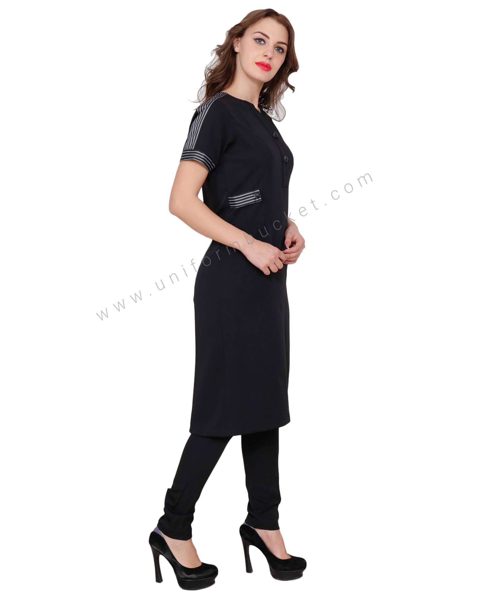 Black Long Tunic With Zebra Pattern