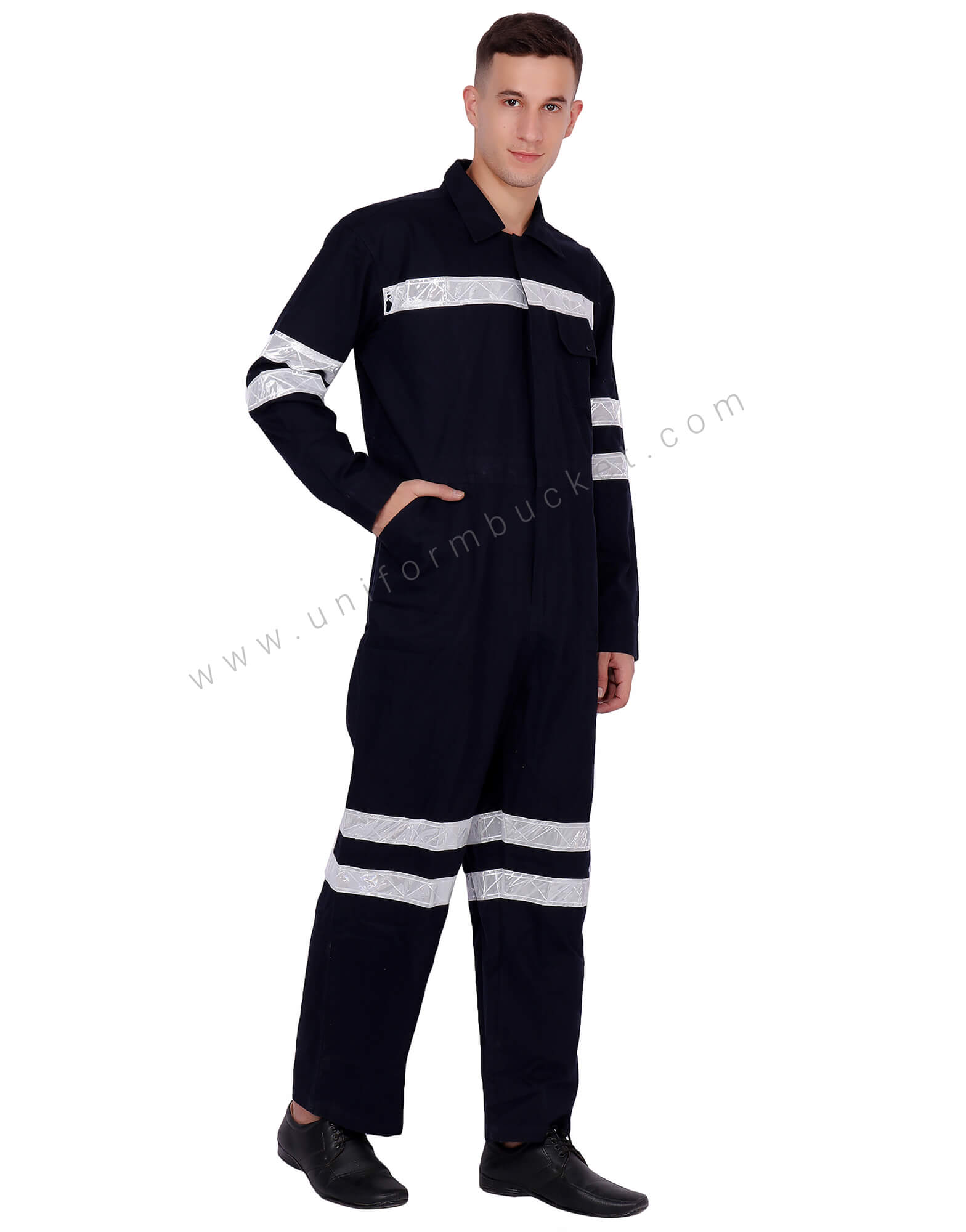 Black Overall With Visibility Stripes