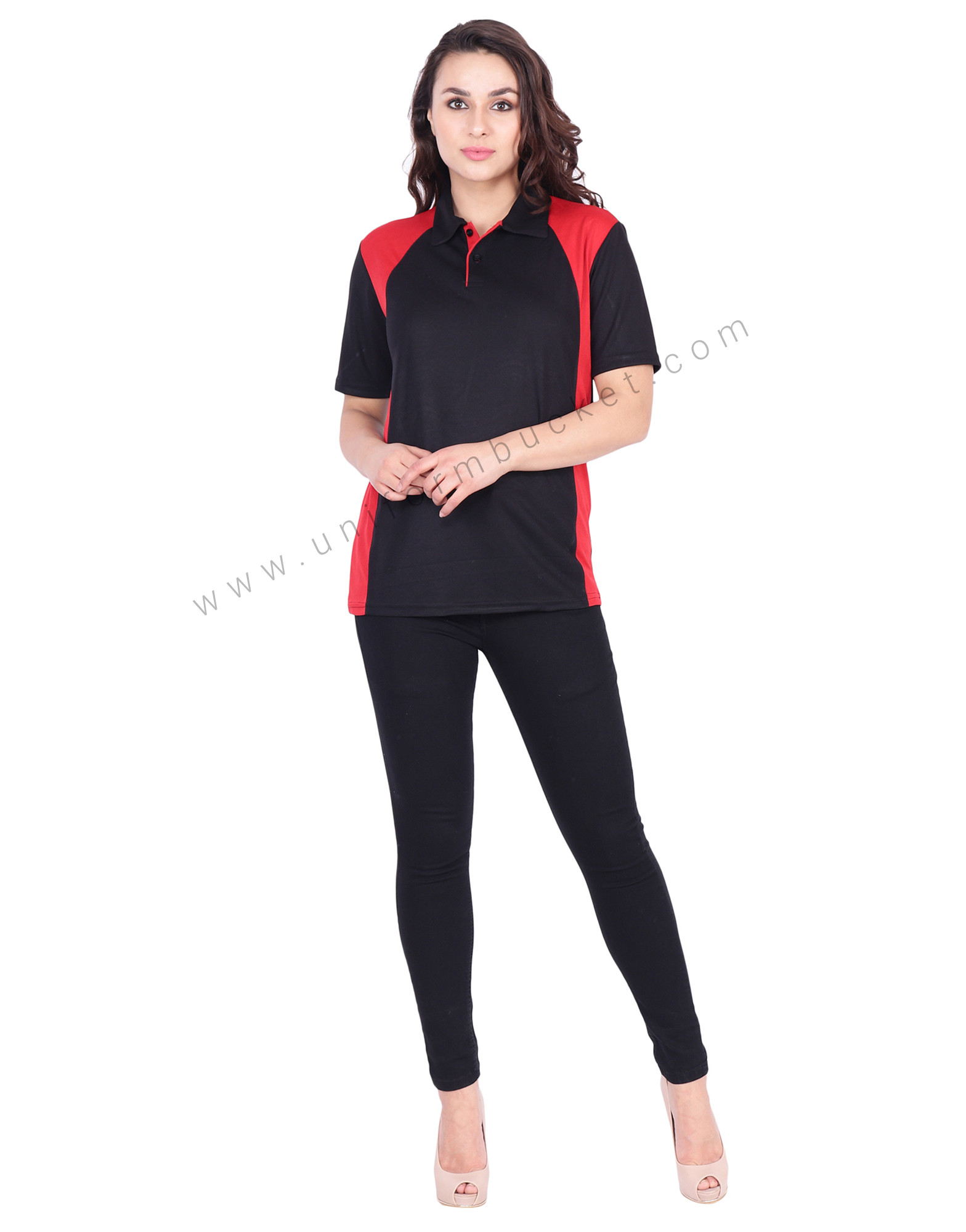 Buy Black & Red Designer Polo T-Shirt For Female Online @ Best Prices ...