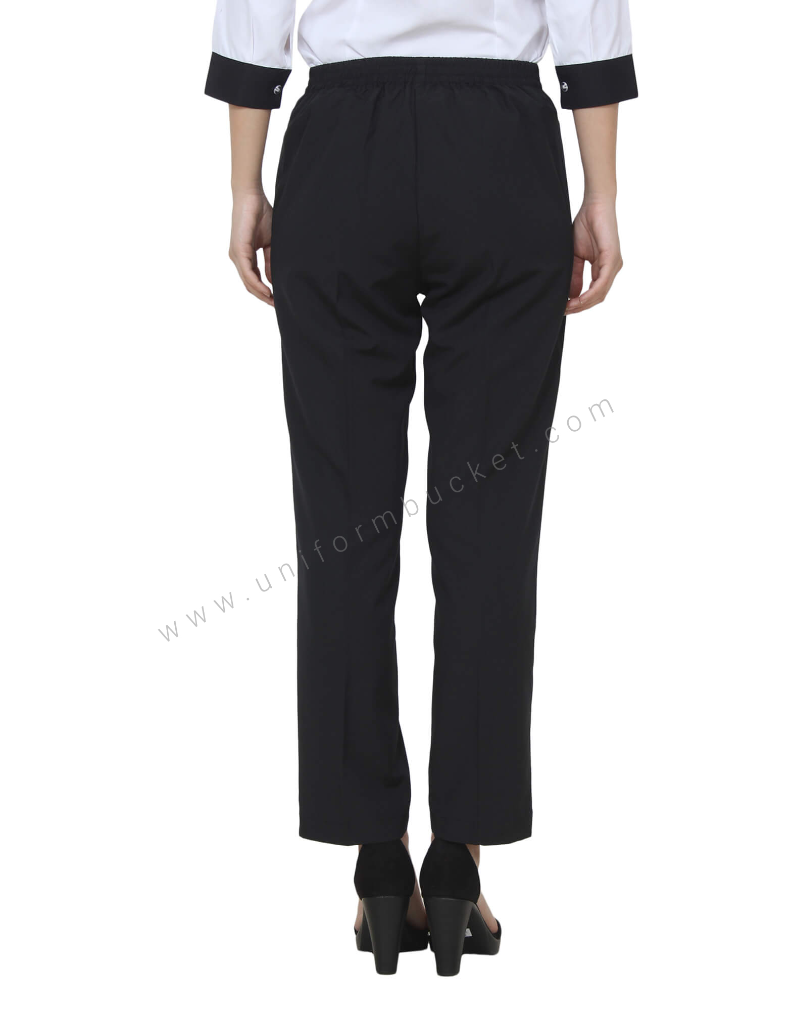 Buy Formal Black Trouser With Black Elastic For Women Online  Best Prices  in India  Uniform Bucket  UNIFORM BUCKET