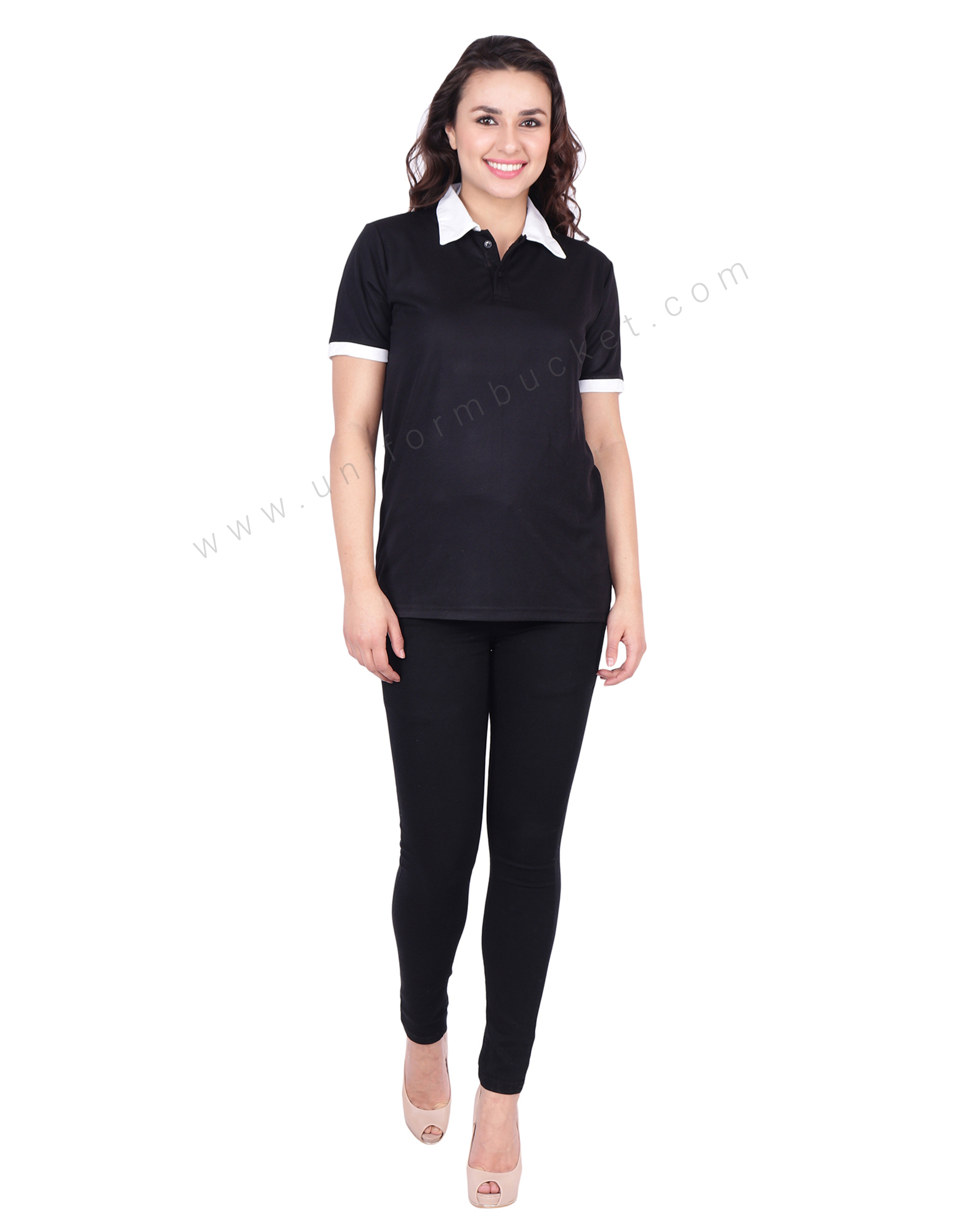 Buy Black & White Designer Polo T-Shirt For Female Online @ Best Prices ...