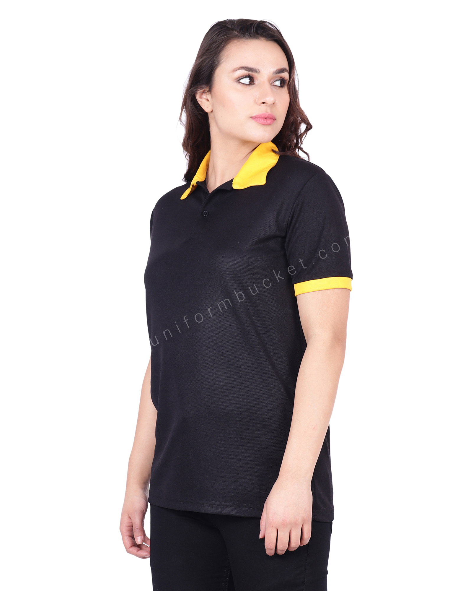 Buy Black & Yellow Designer Polo T-Shirt For Female Online @ Best ...