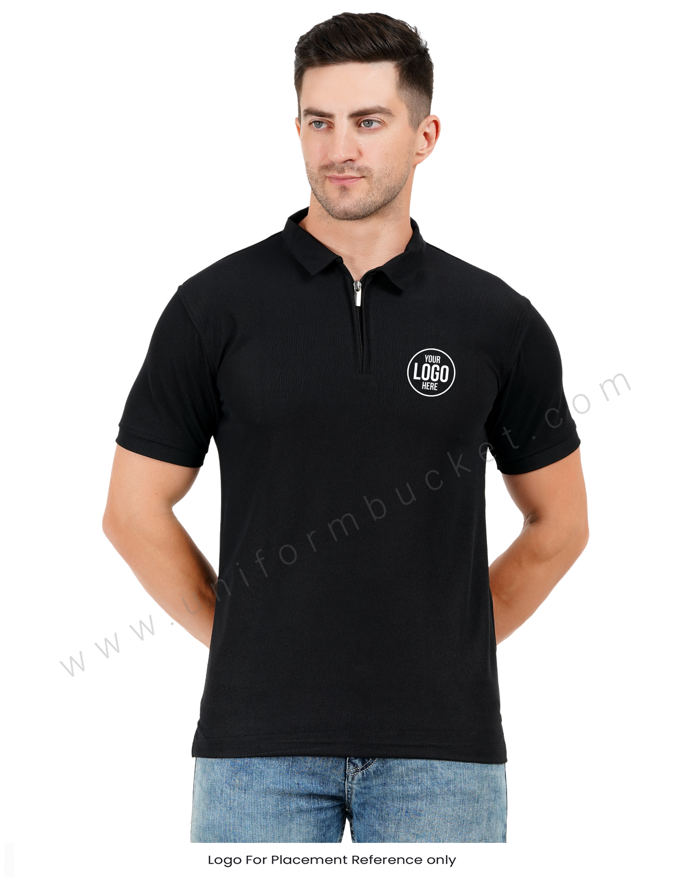 Black  zipper polo T-shirt