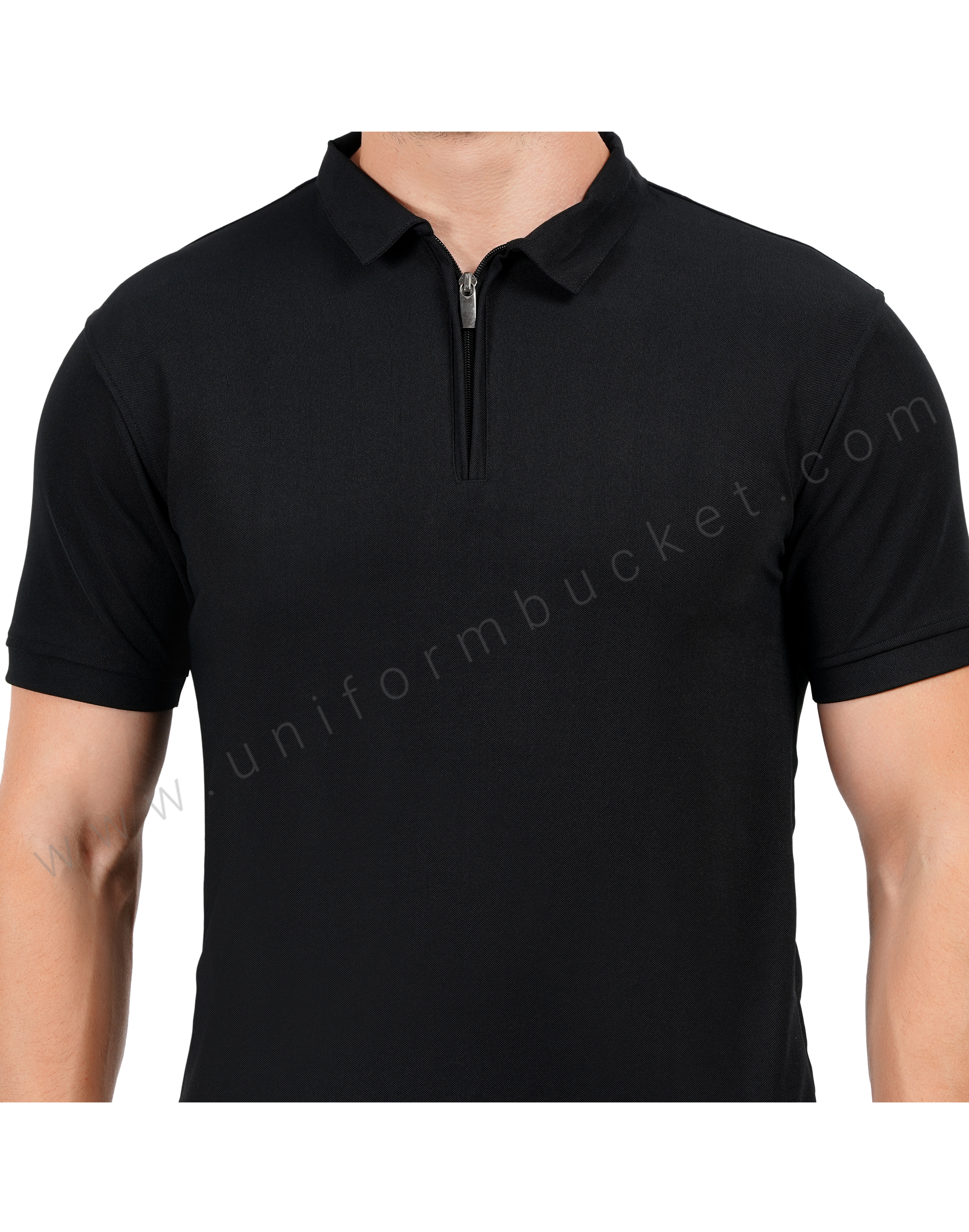 Black  zipper polo T-shirt