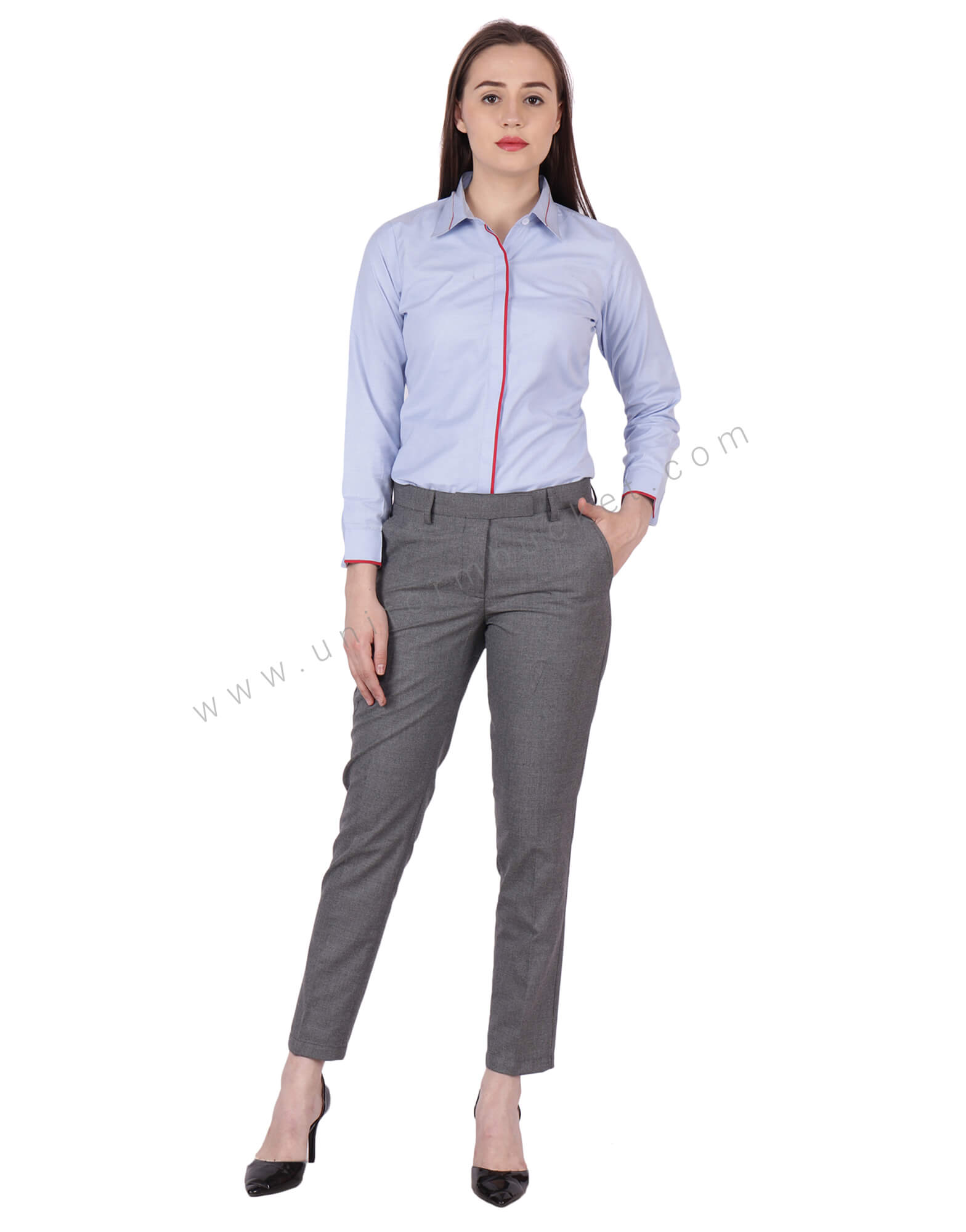 Buy Blue Fil a Fil Shirt With Red Piping For Women Online @ Best Prices ...