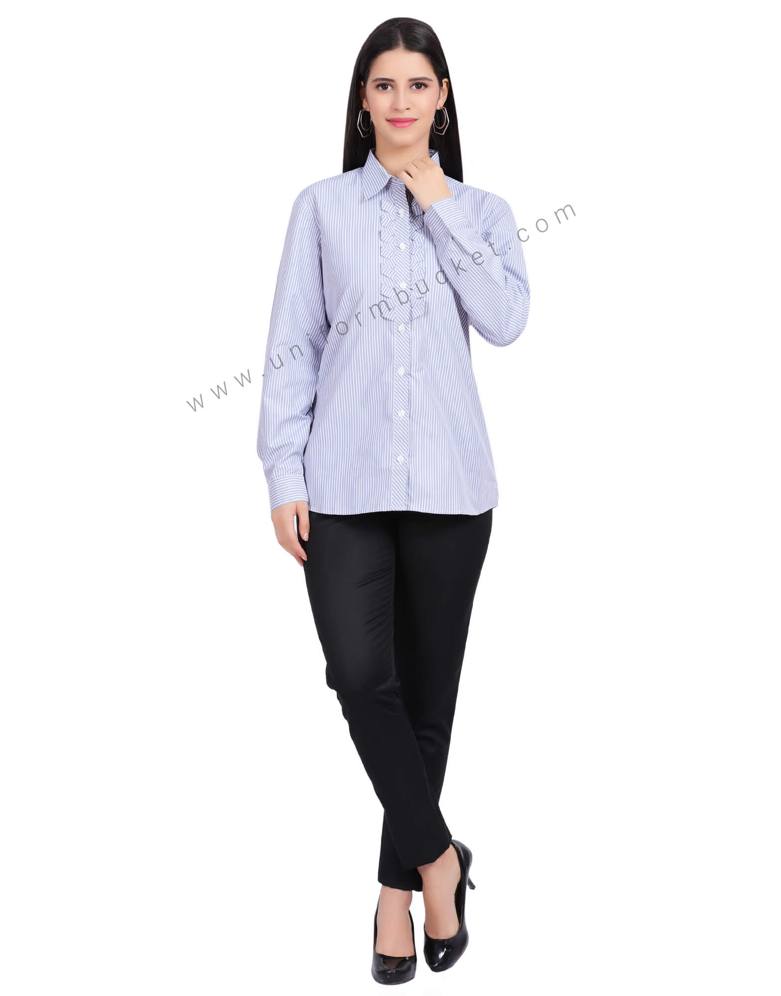 BUY BLUE LINING FEMALE SHIRT WITH DESIGNER PLACKET @ Best Prices in ...