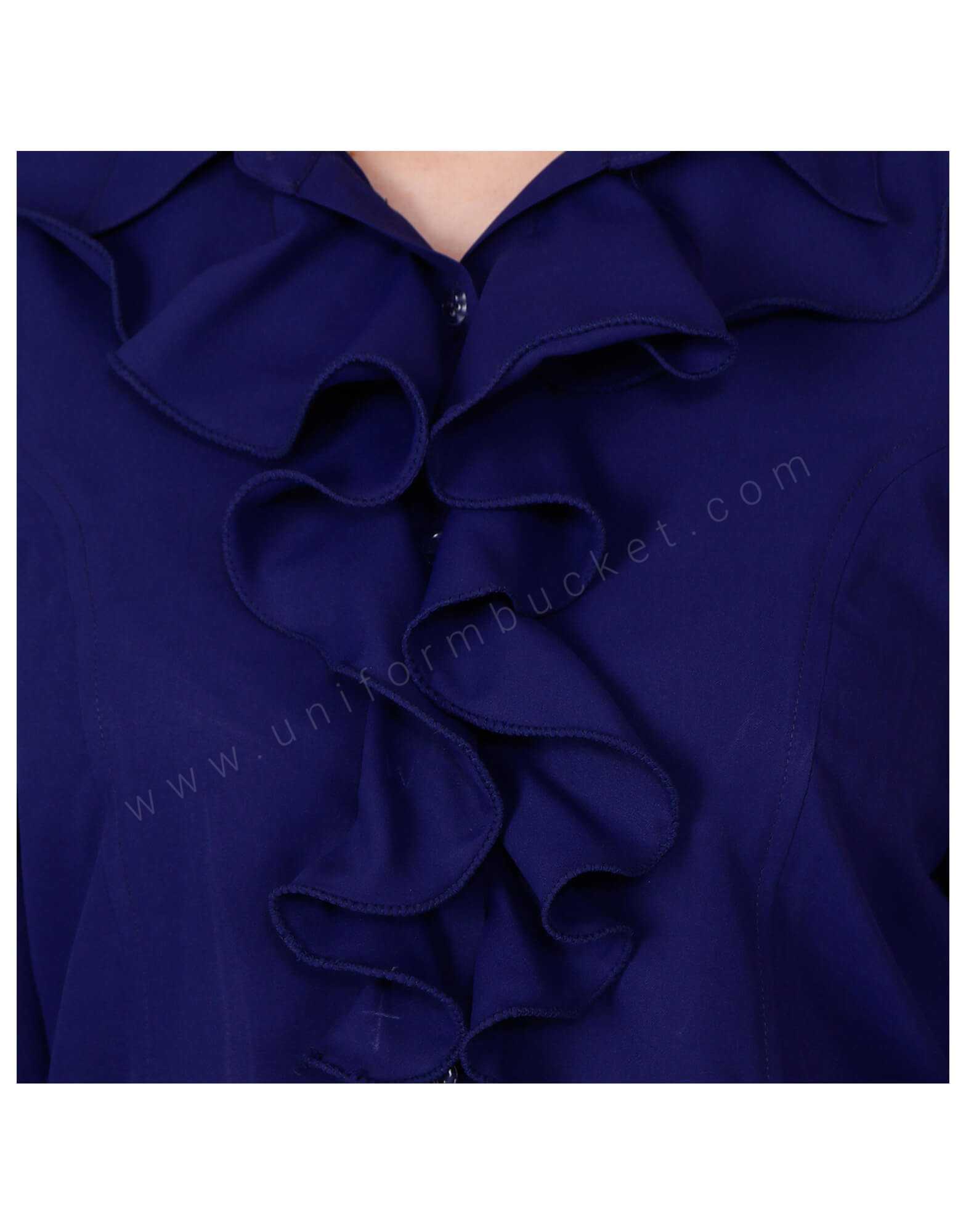 Navy Blue Ruffle Collar Shirt