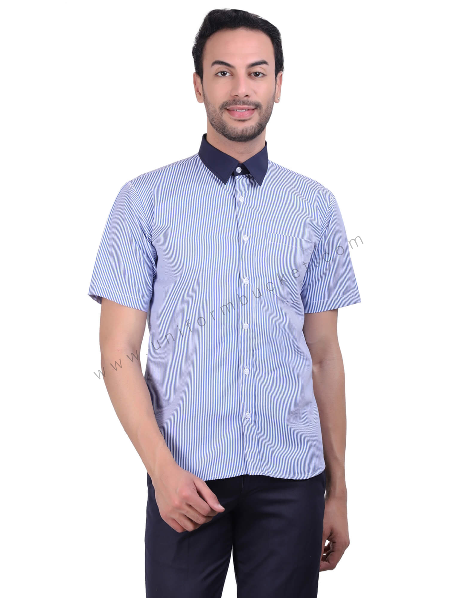 Blue Stripe Half Sleeve Shirt