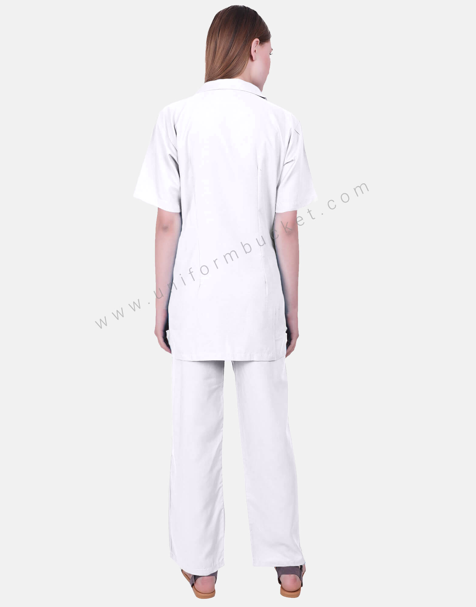 Front Opening White Tunic With Side Pockets