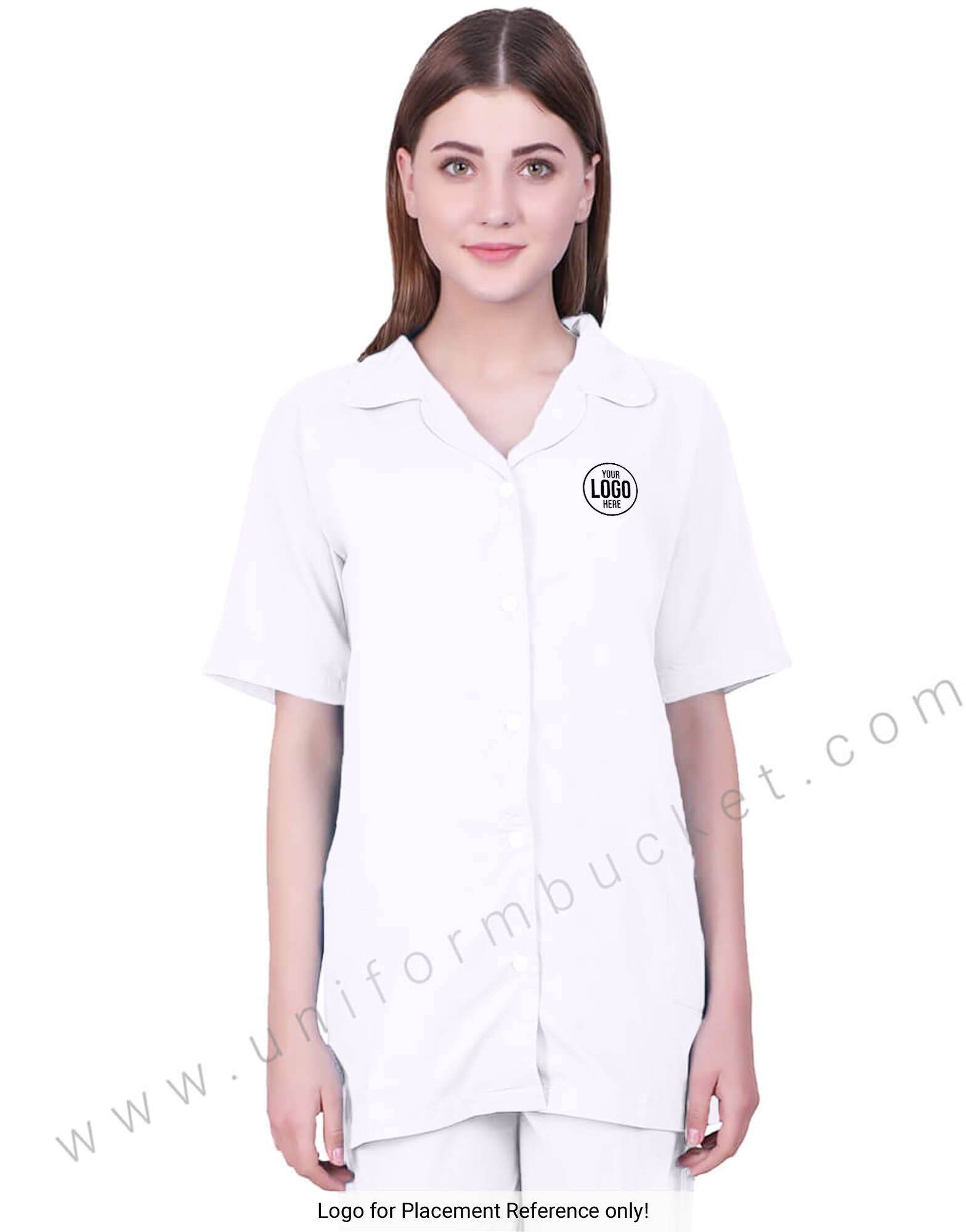 Front Opening White Tunic With Side Pockets