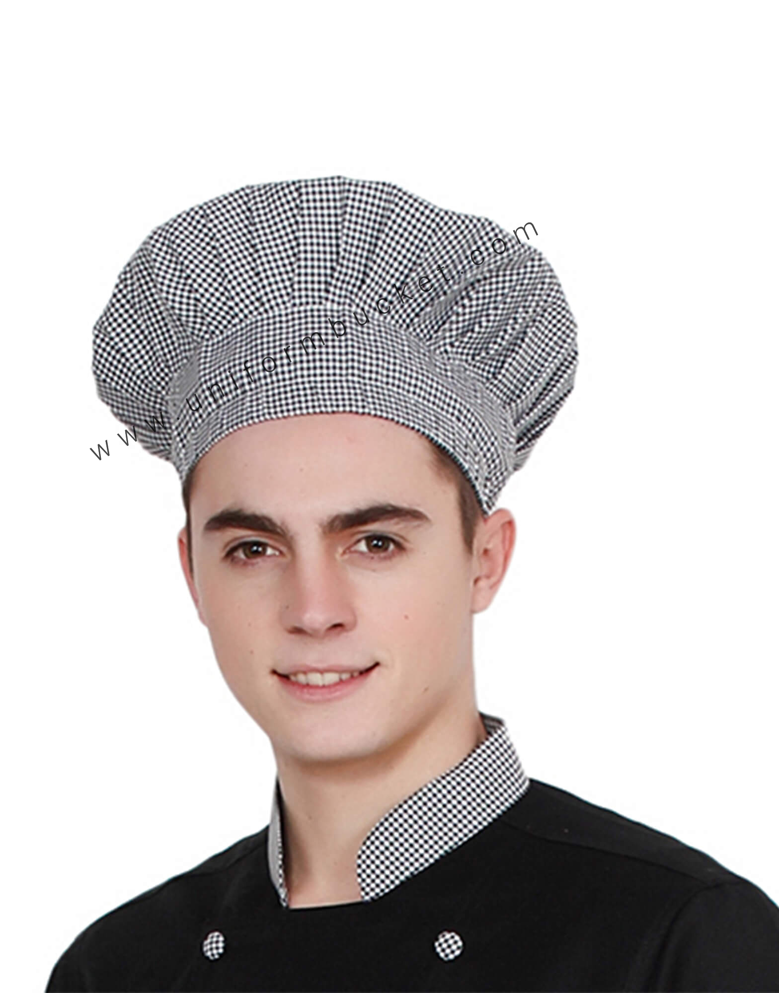 Chef Skull Cap in Check Fabric