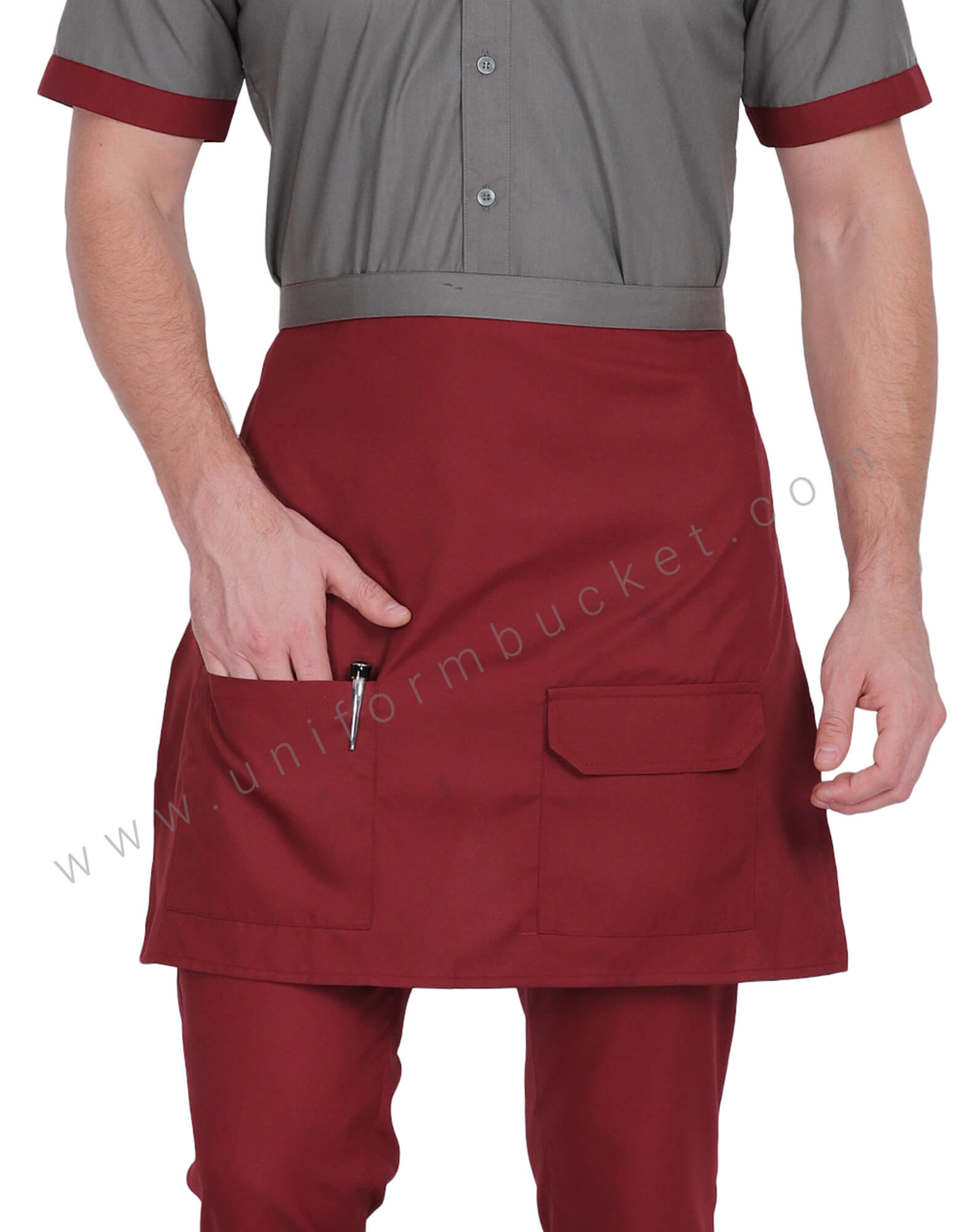 CLASSIC MAROON APRON WITH FLAP POCKET