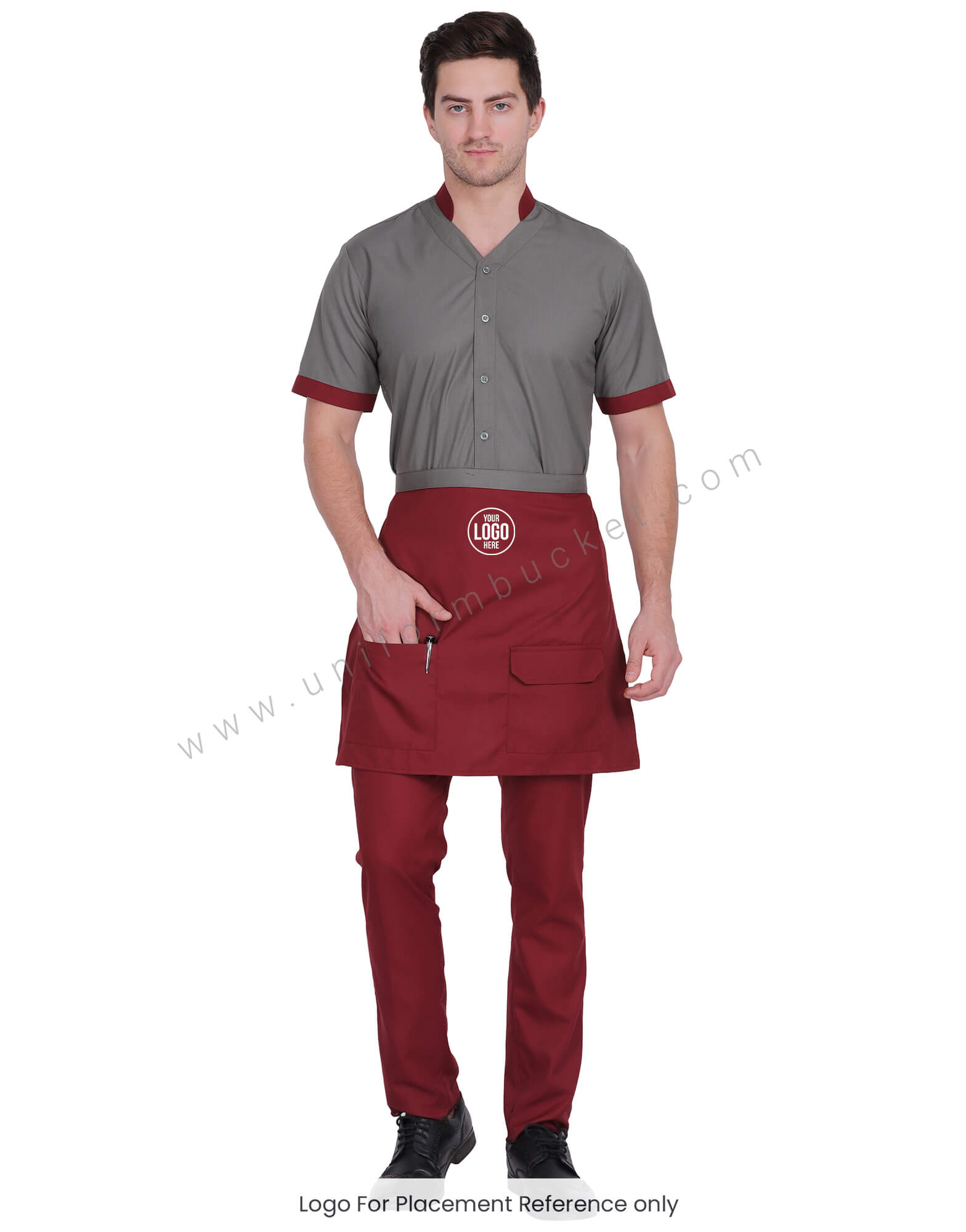 CLASSIC MAROON APRON WITH FLAP POCKET