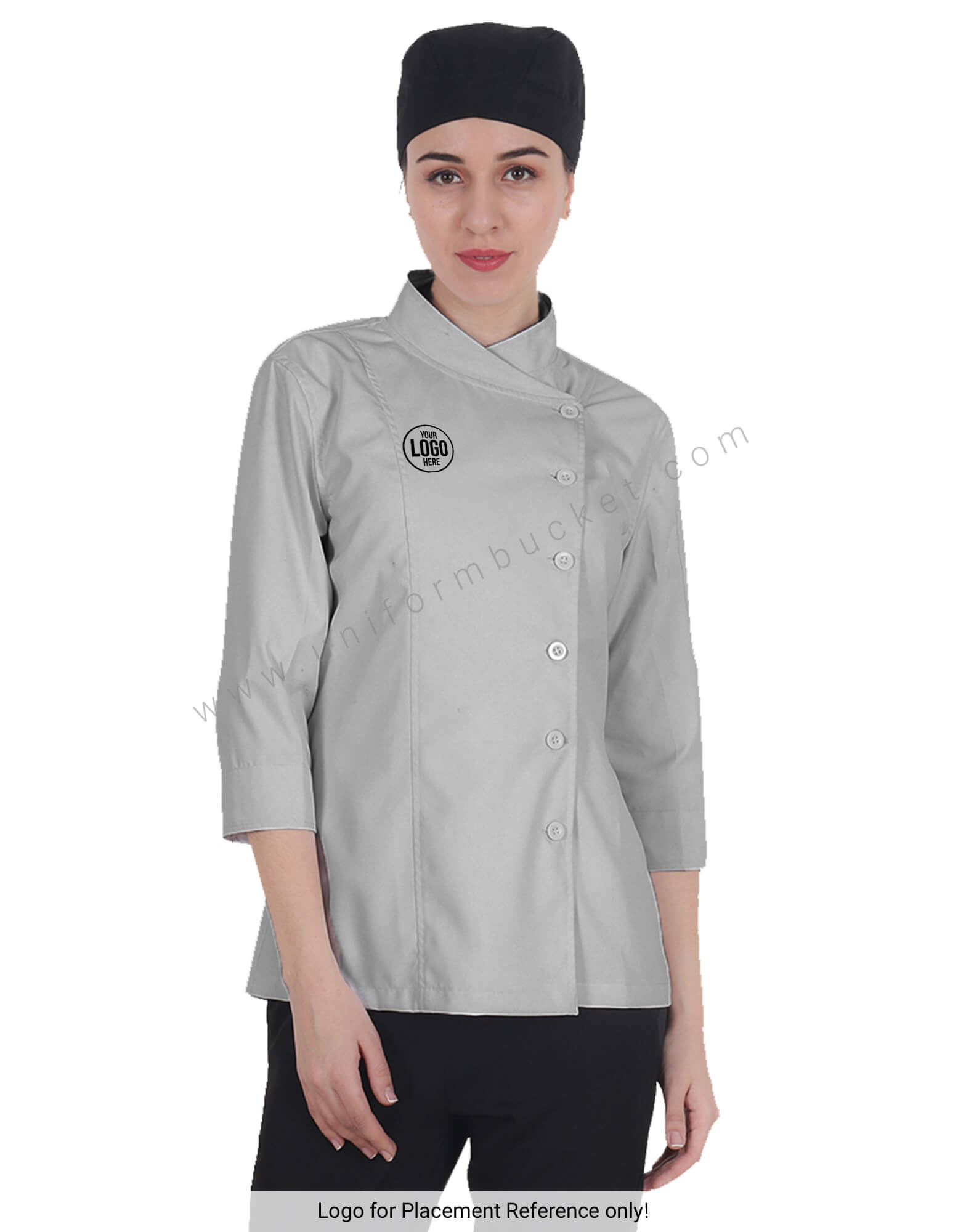 Buy Crossover Side Opening Grey Chef Coat For Women Online @ Best ...