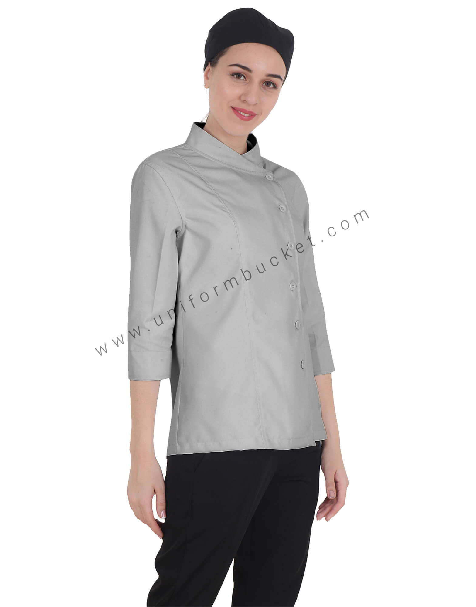 Crossover Side Opening Grey Chef Coat