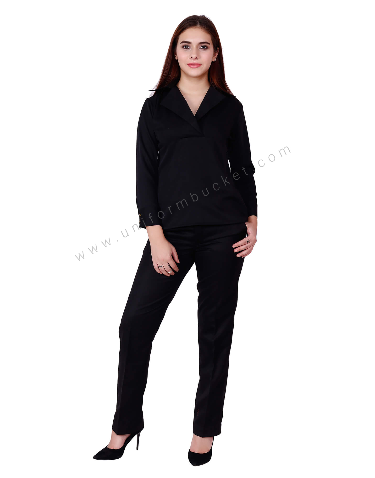 Broad collar Formal Black Top