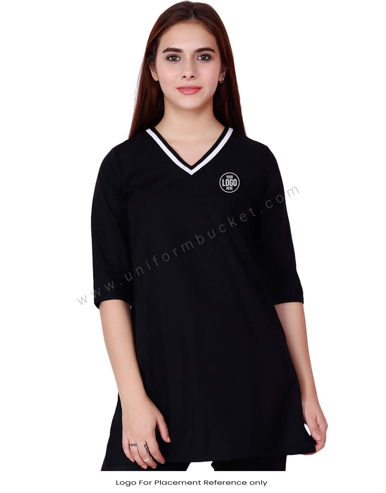 V Neck Formal Black Tunic