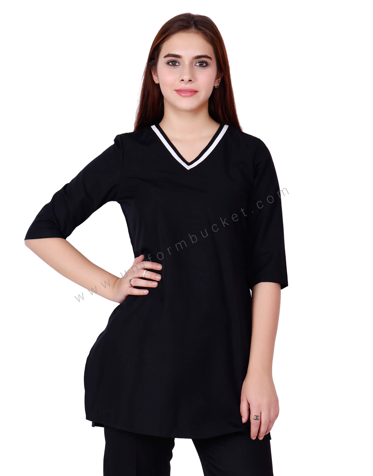 Buy V Neck Formal Black Tunic For Women Online @ Best Prices in India ...