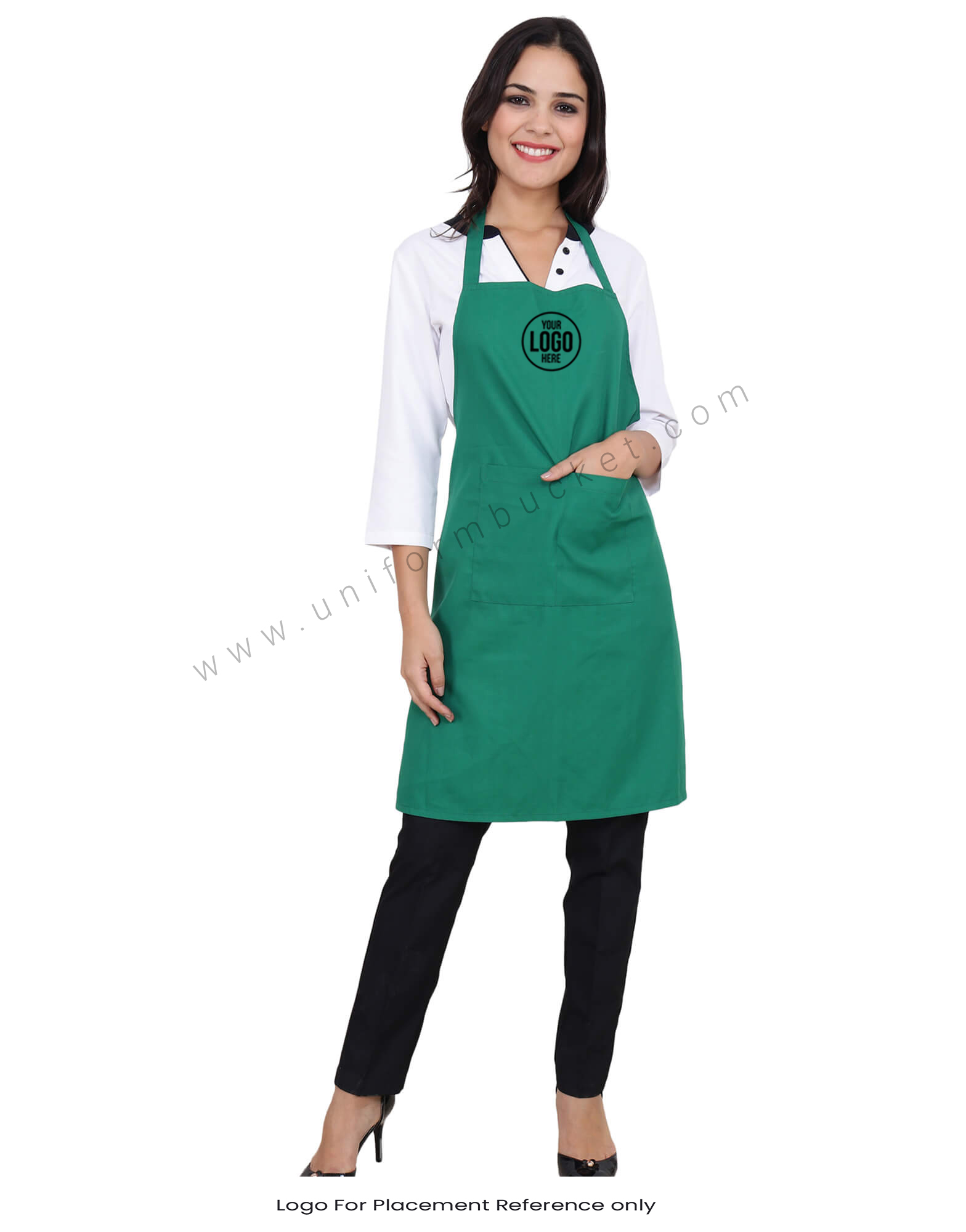 Front Pocket Green Bib Apron