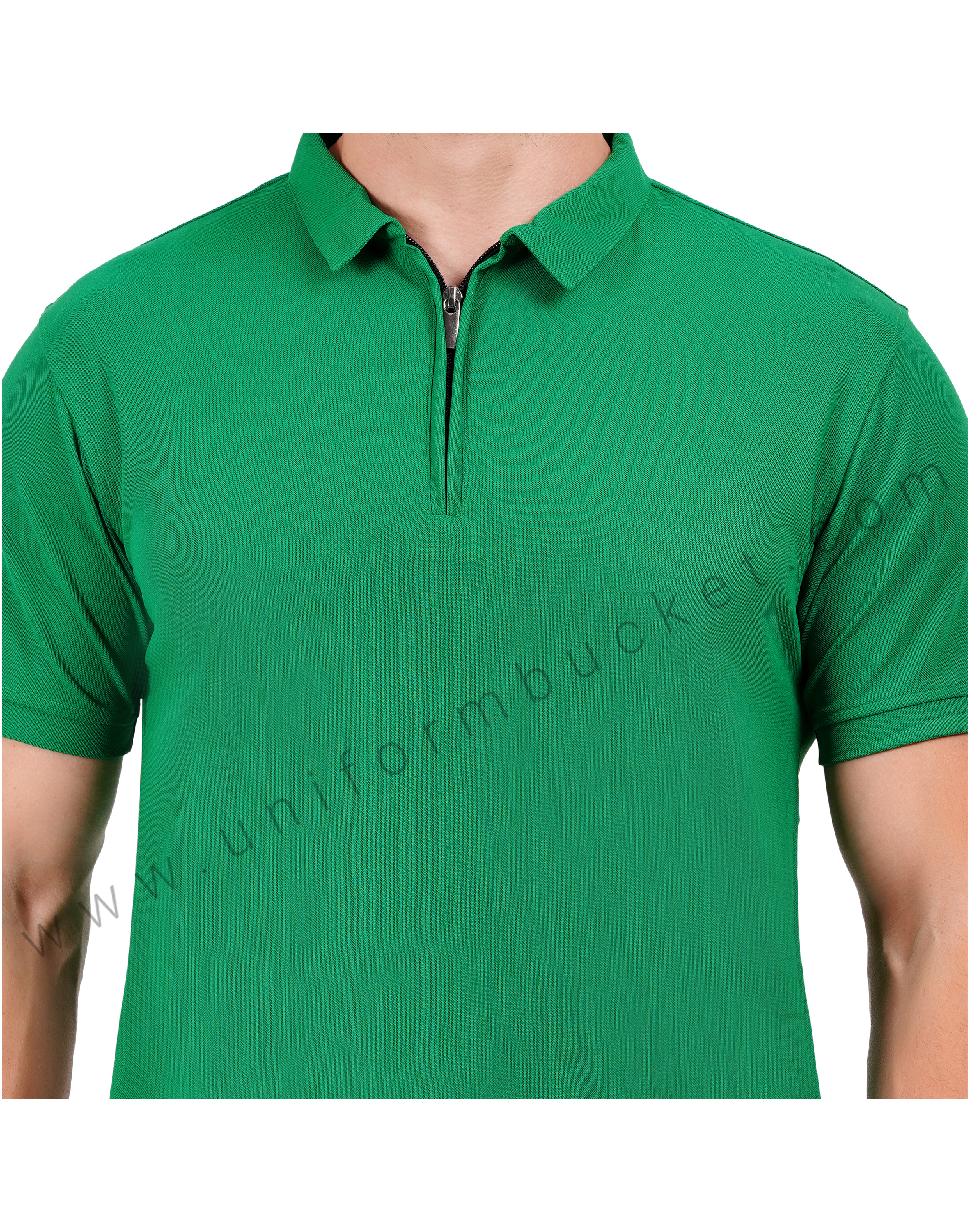 Green zipper polo T-shirt