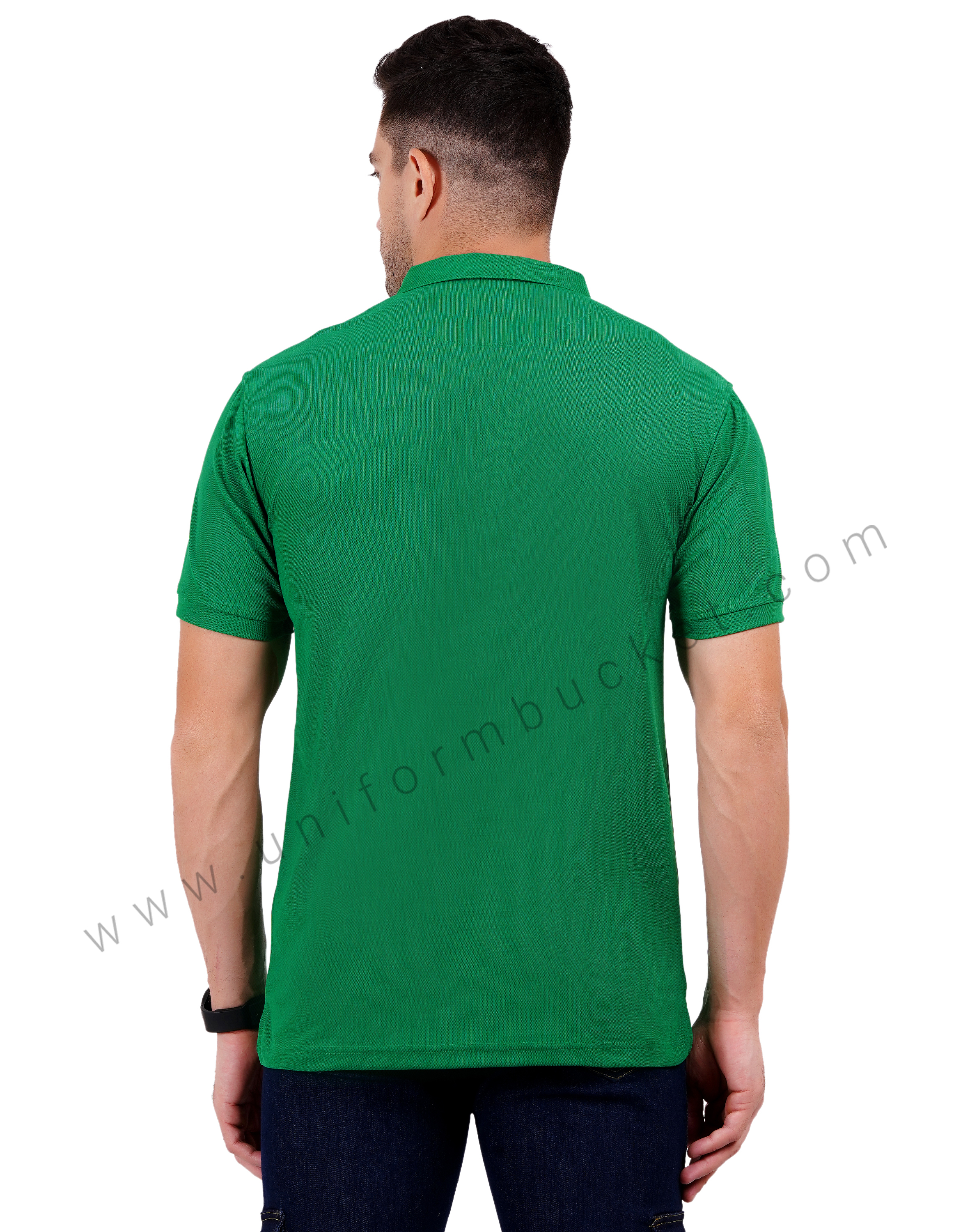 Green zipper polo T-shirt