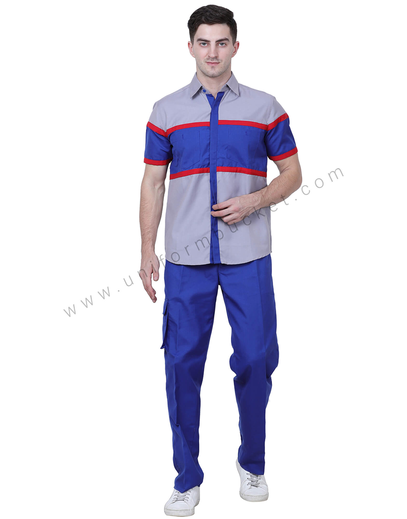 royal blue and red shirt