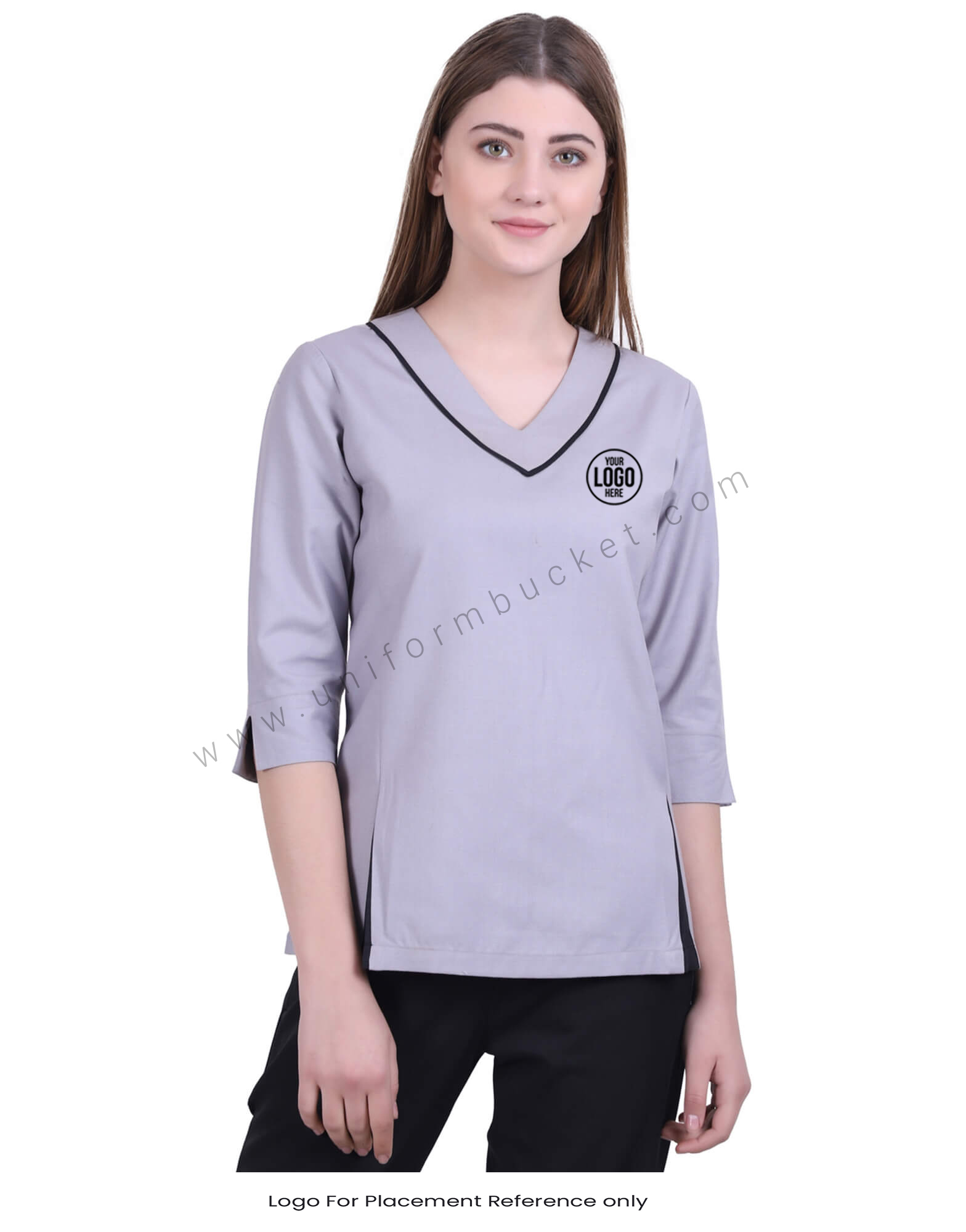 Buy V Neck Grey Tunic With Stylish Slits For Women Online Best Prices in  India UNIFORM BUCKET