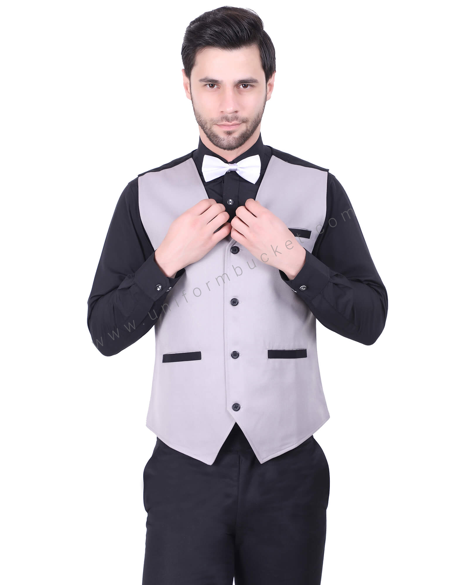 Grey Waistcoat With Black Trims