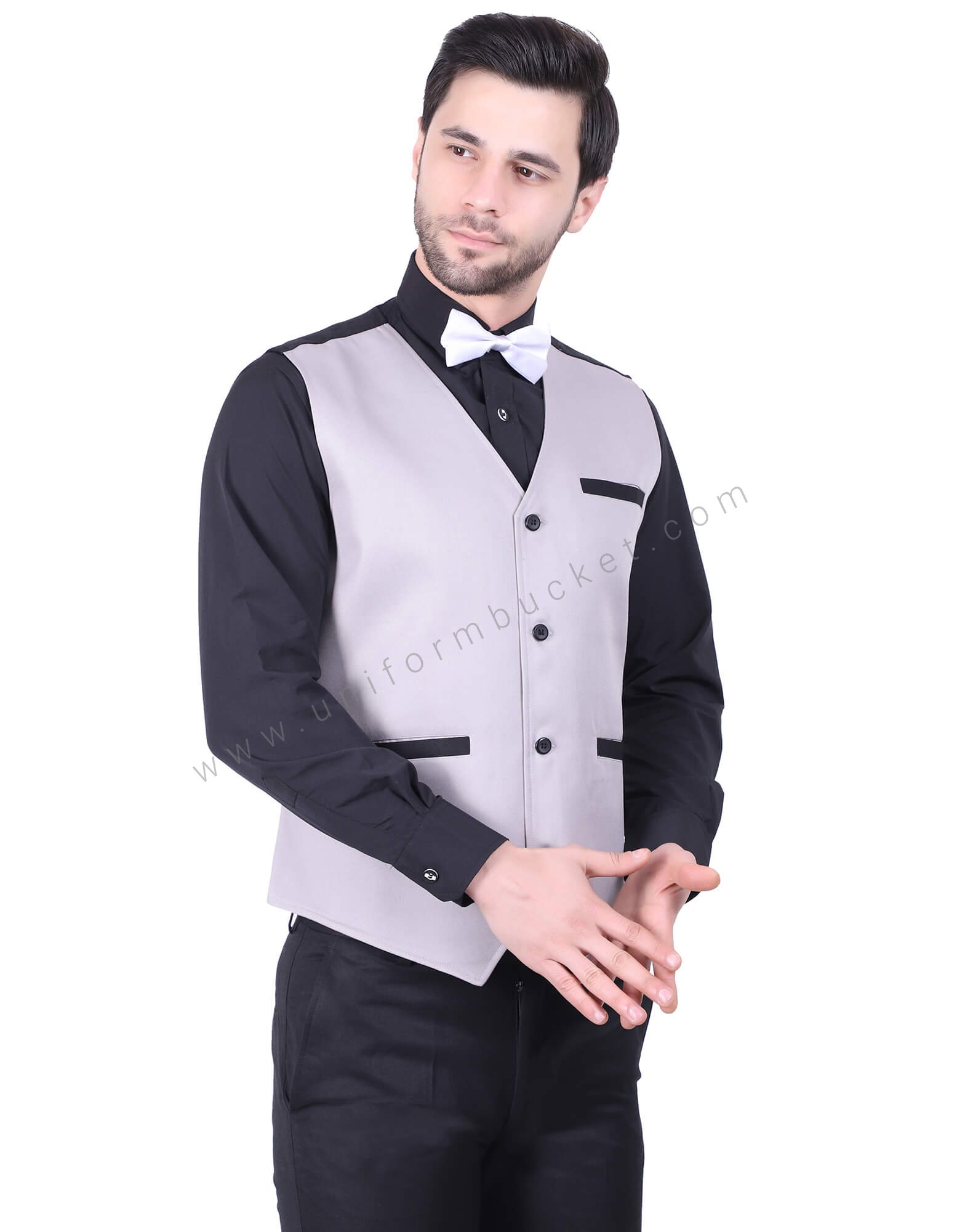 Grey Waistcoat With Black Trims