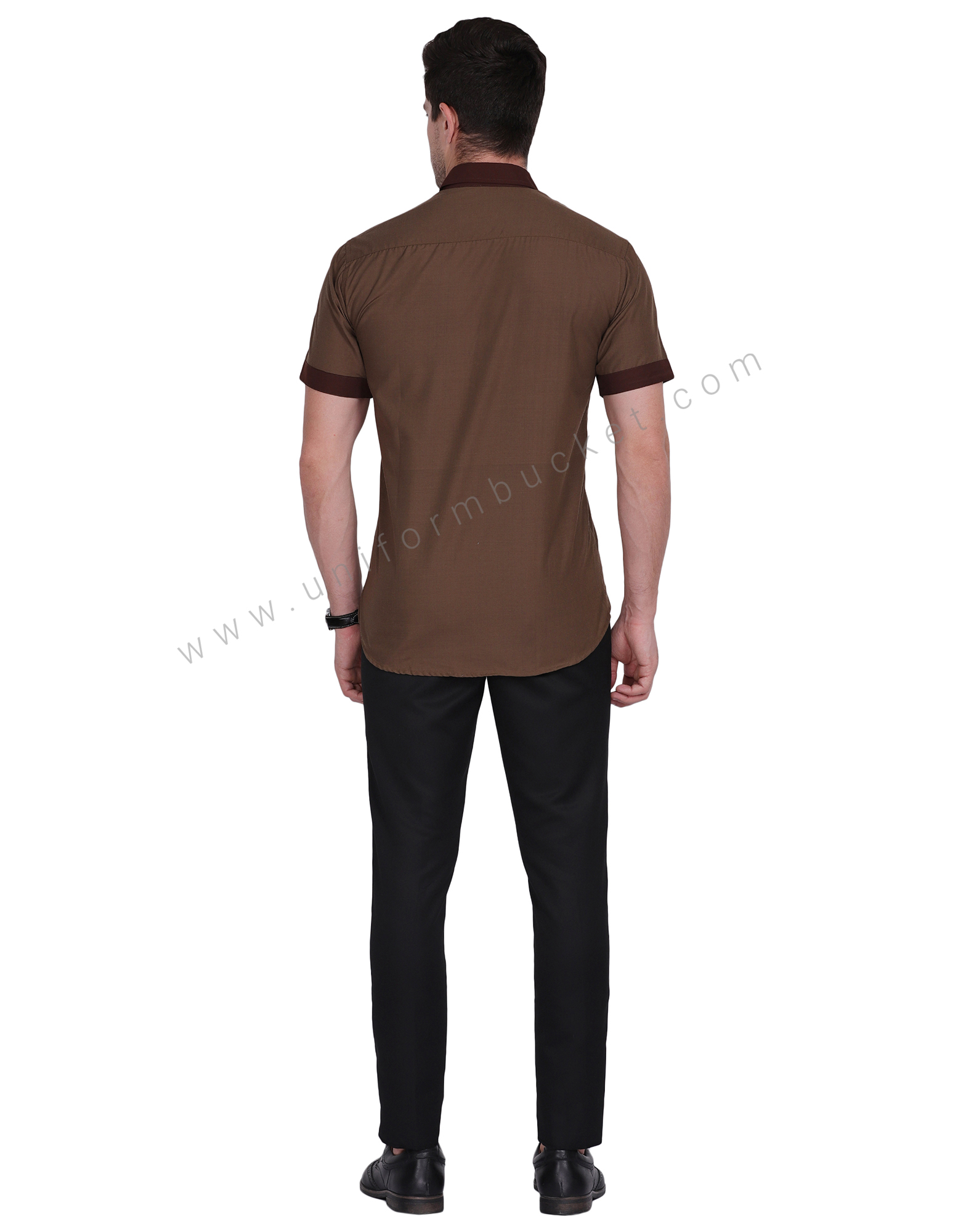 Male Light Brown Shirt With Dark Brown Trim