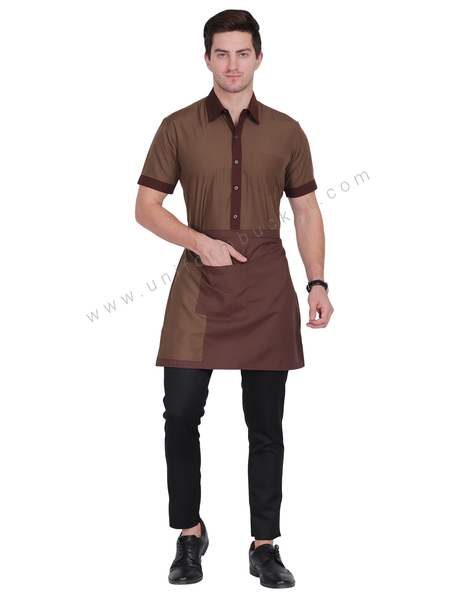 Male Light Brown Shirt With Dark Brown Trim