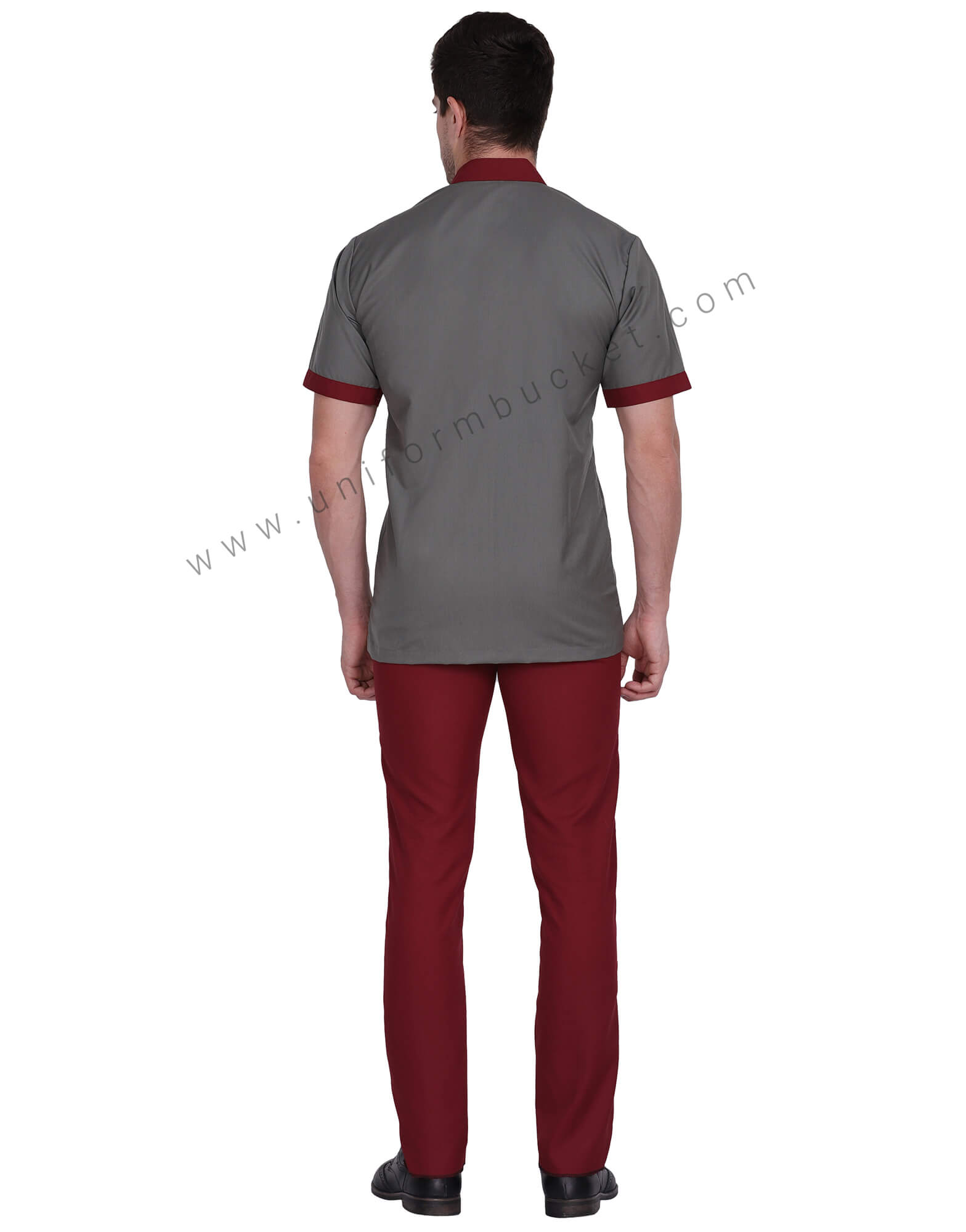 Male  V Neck Shirt With Maroon Trim