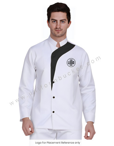 Male White Chef Coat With Black trim