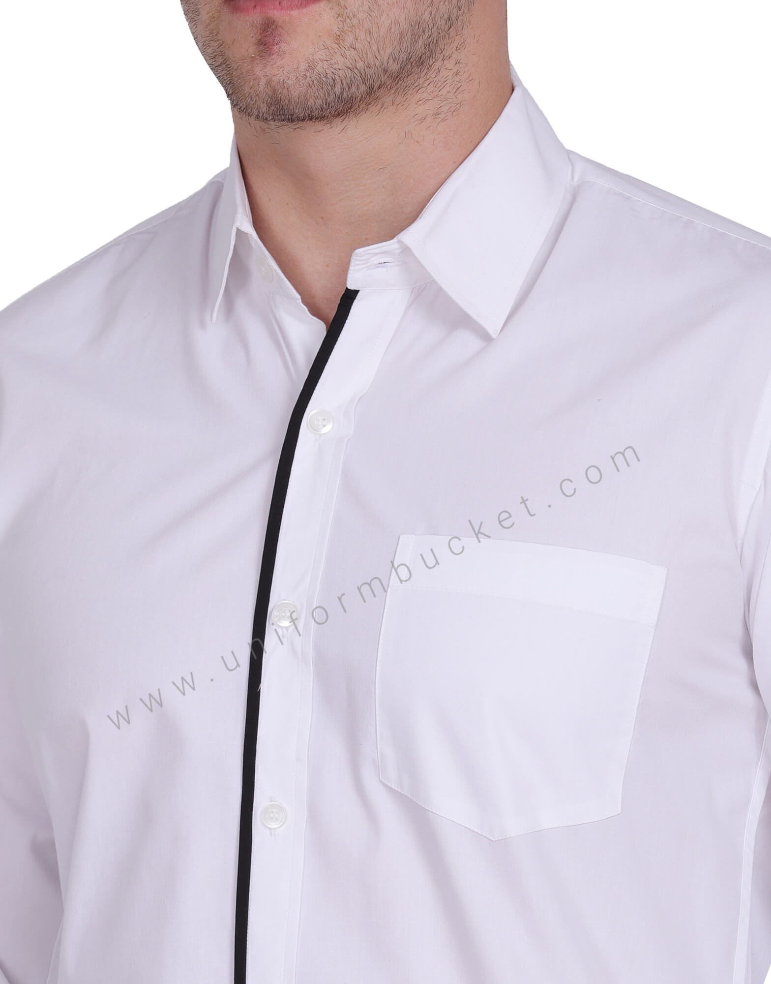 MALE WHITE SHIRT WITH BLACK PIPING