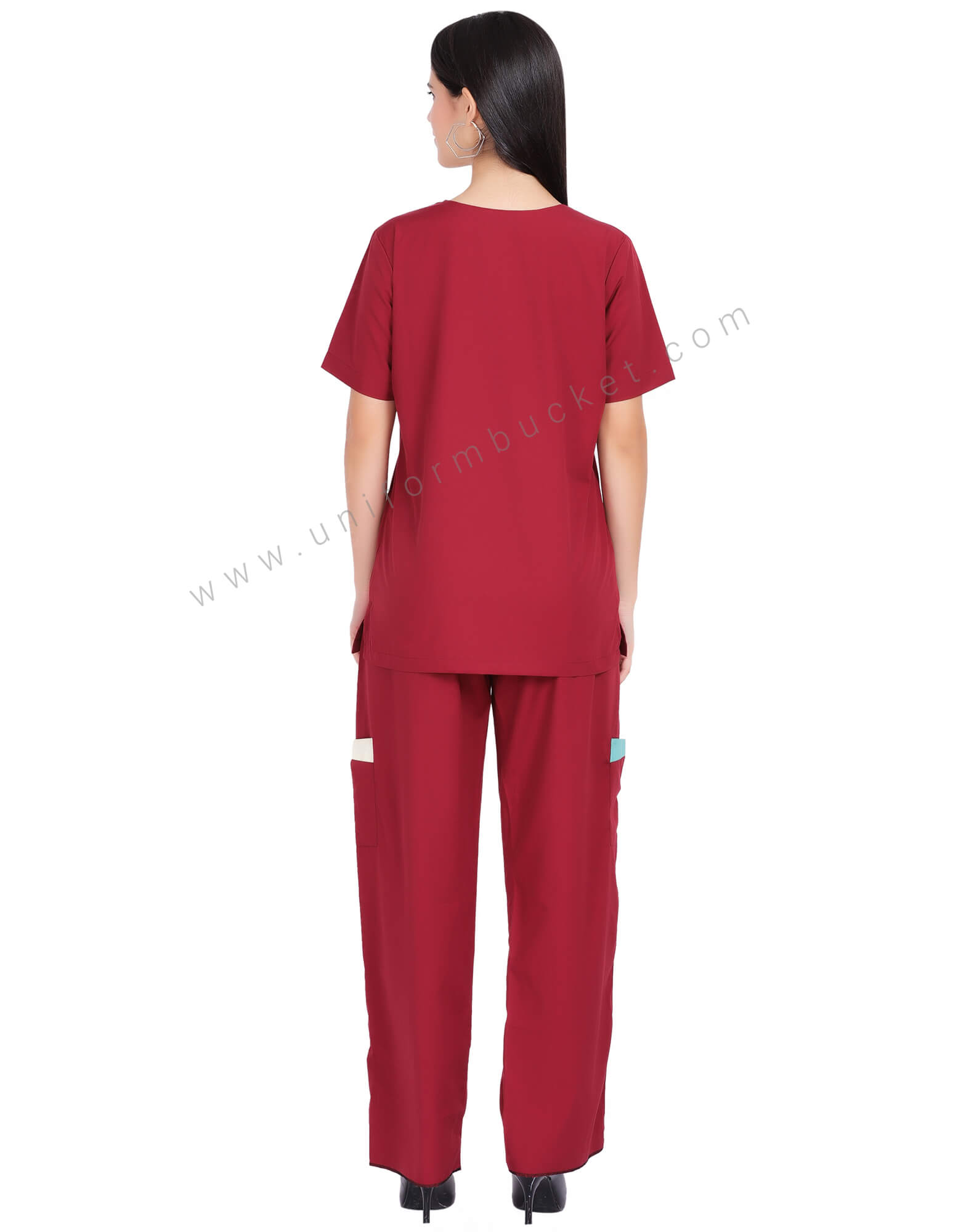 Maroon Housekeeping Tunic With Two Patch Pocket