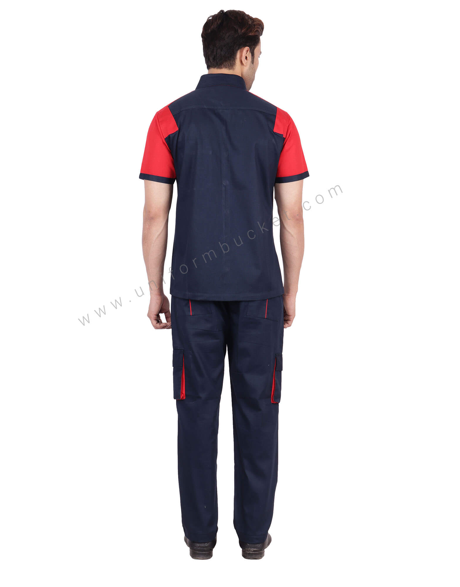 Navy Blue And Red Modish Workwear Shirt