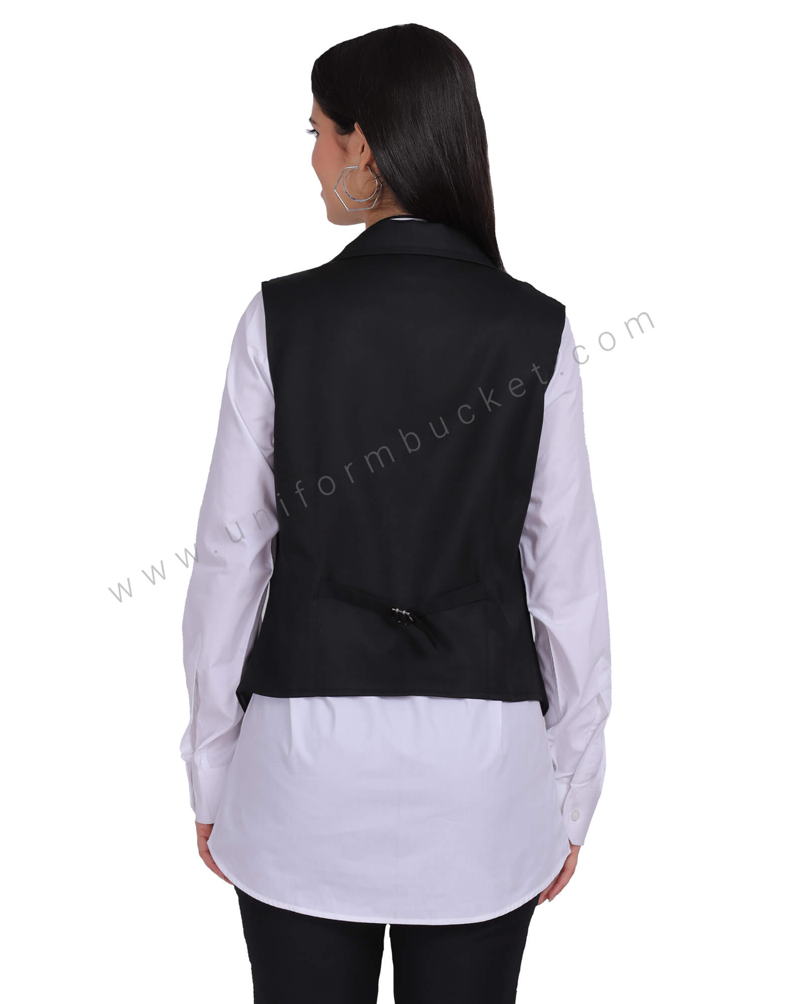 Notched Collar Women Vest Coat