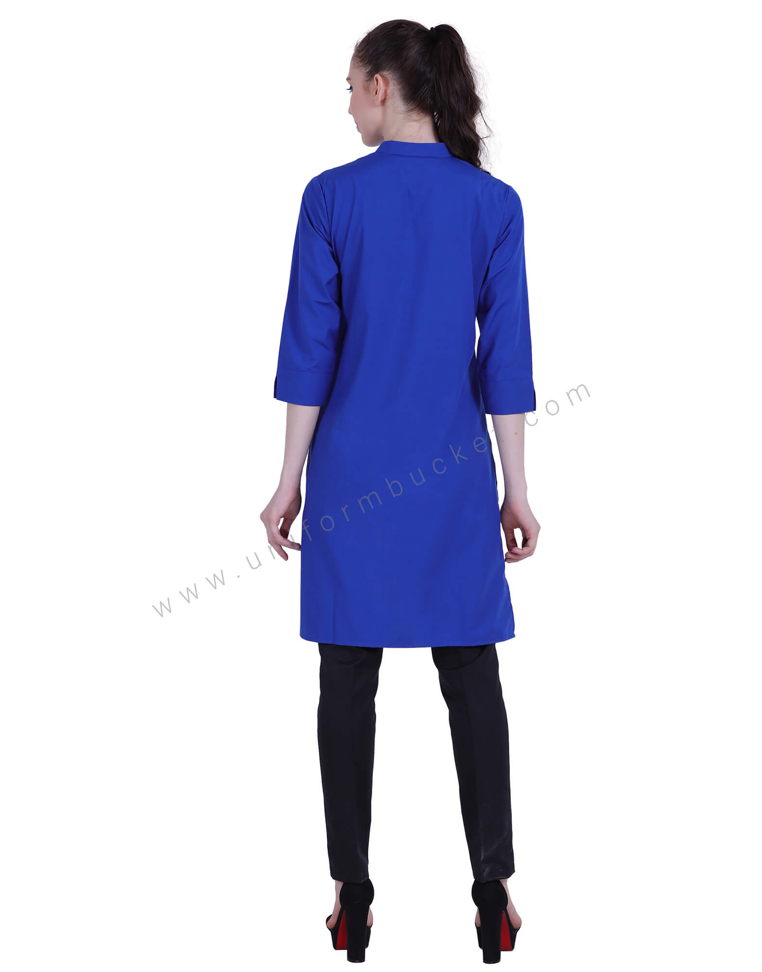 Notched Sleeve Royal Blue Kurti