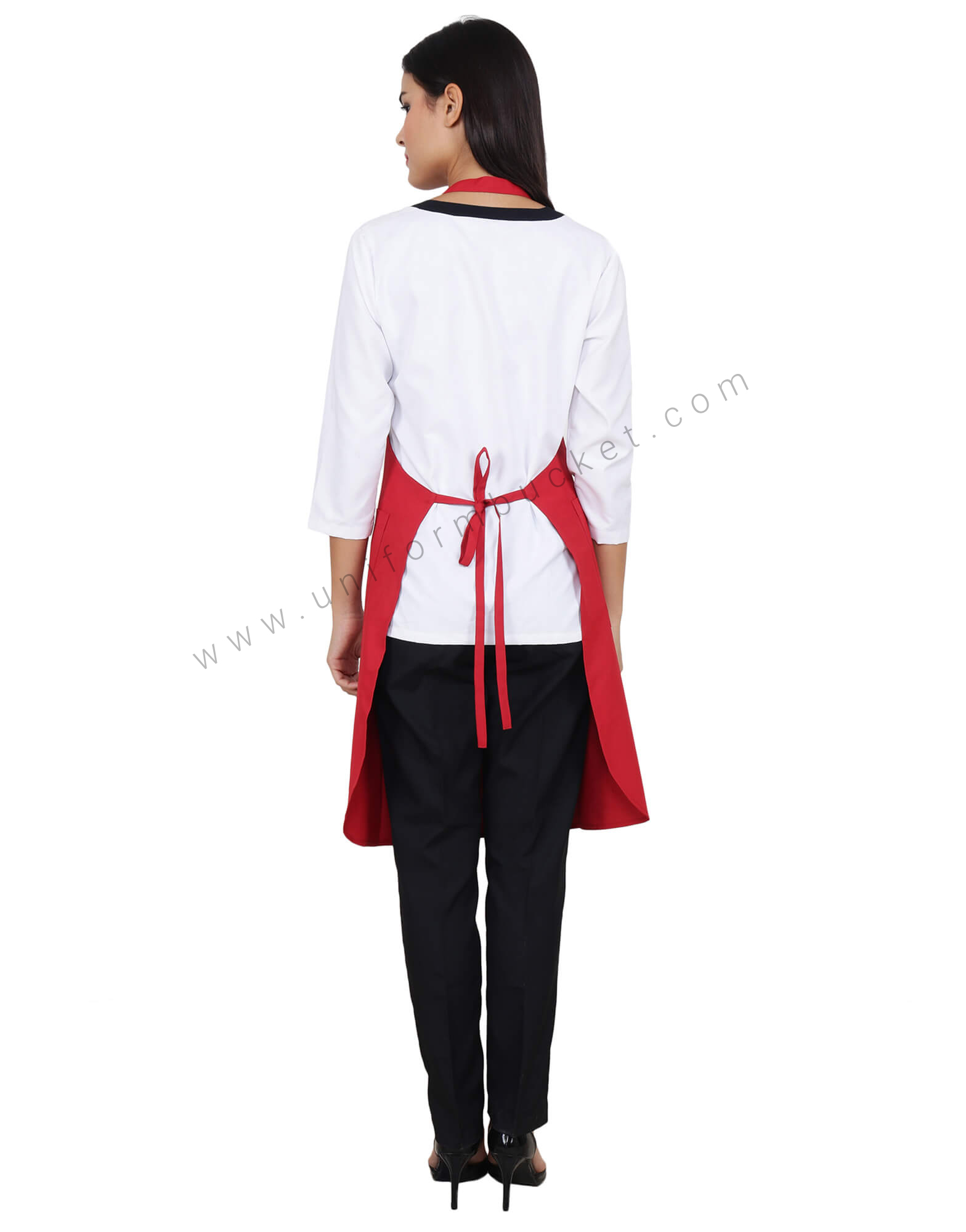 Red Bib Apron With Side Pocket