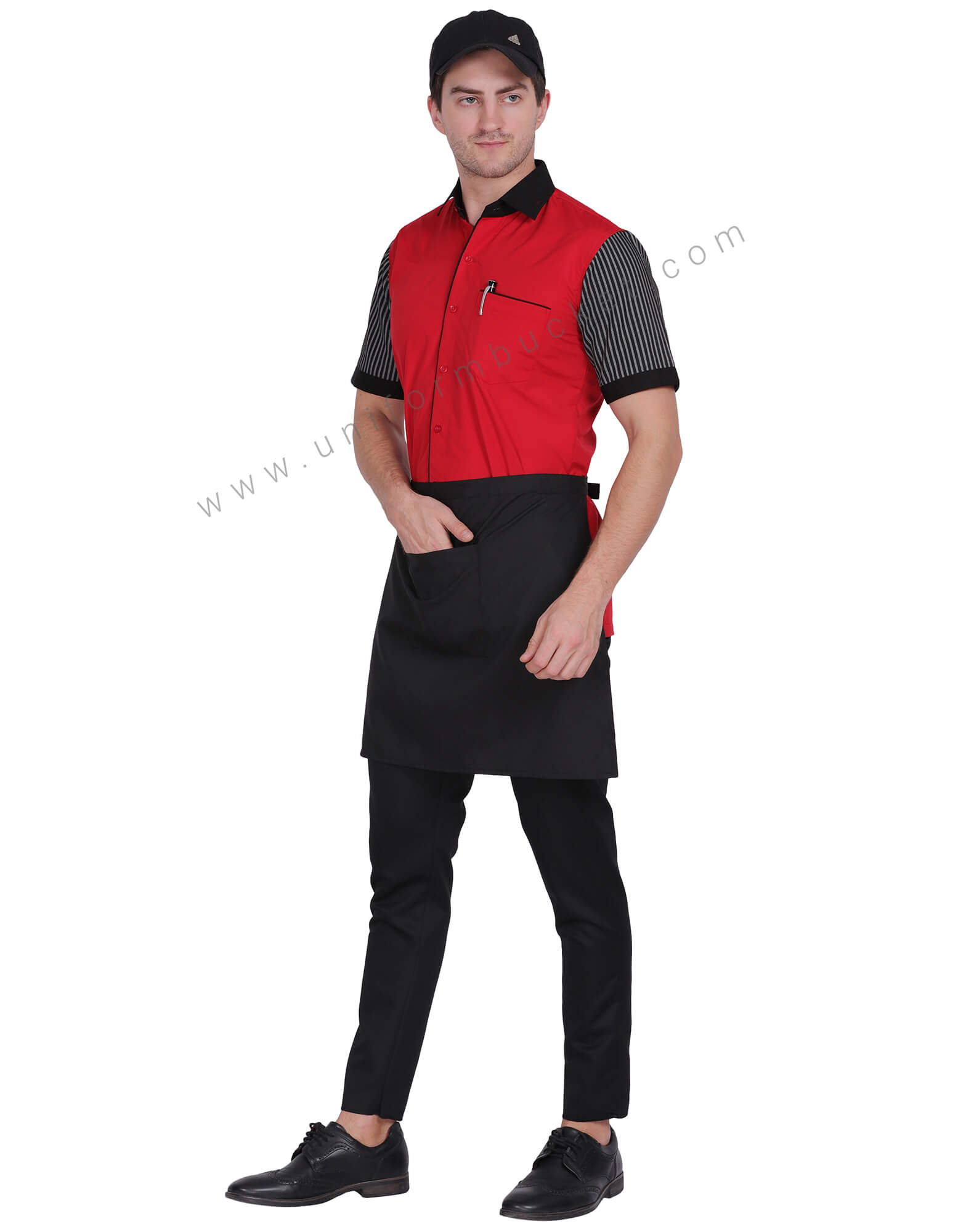 Red Shirt With  Black Stripe Half Sleeve For Male