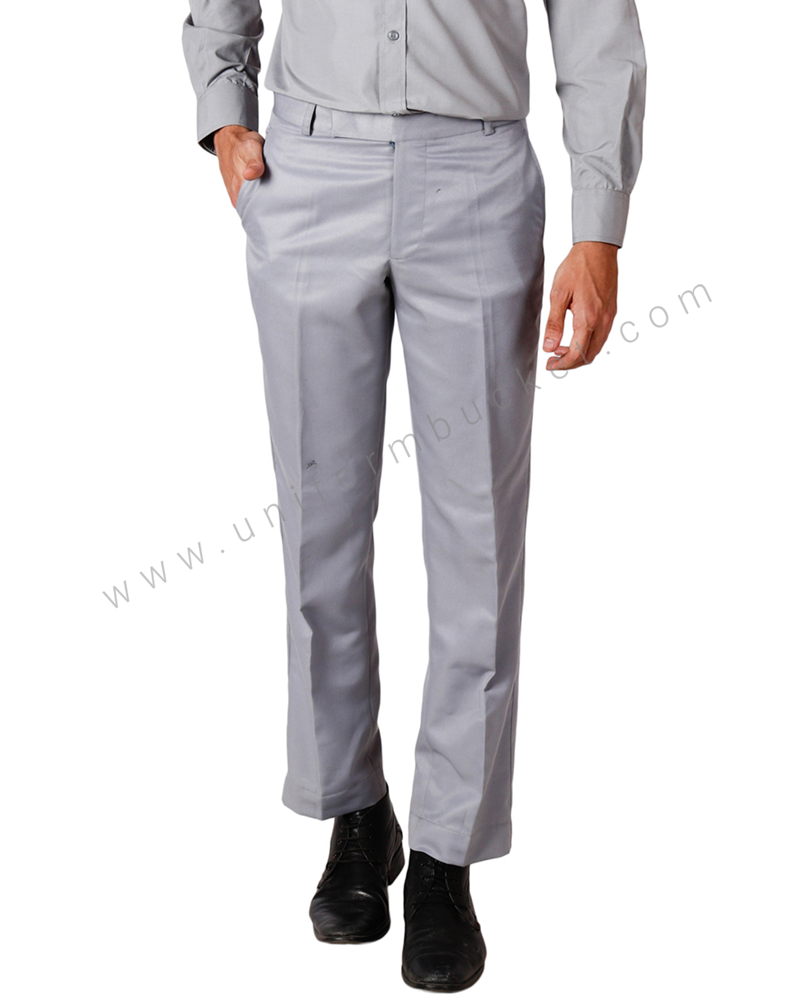 Raymond Grey Slim Fit Flat Front Trousers