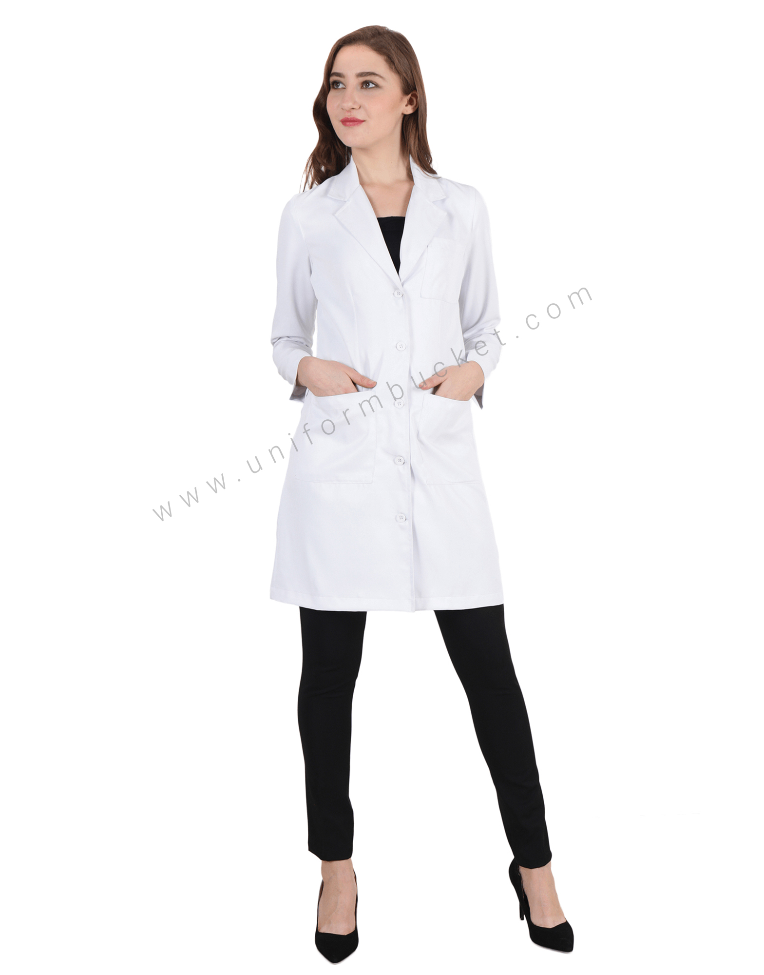 Full Sleeve Back Adjuster Lab Coat For Female