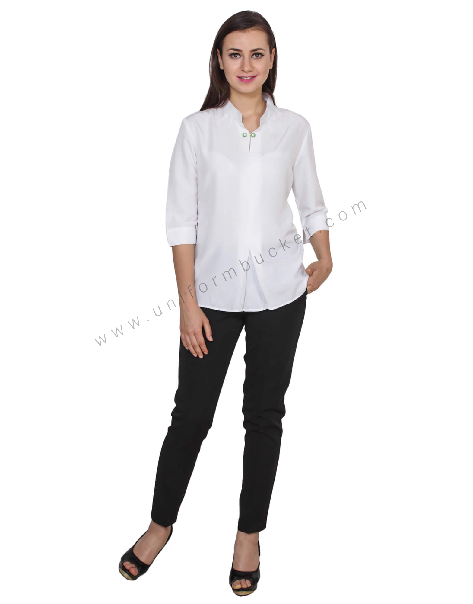Buy Chinese Collar White Top With Designer Slit for Women Online @ Best ...