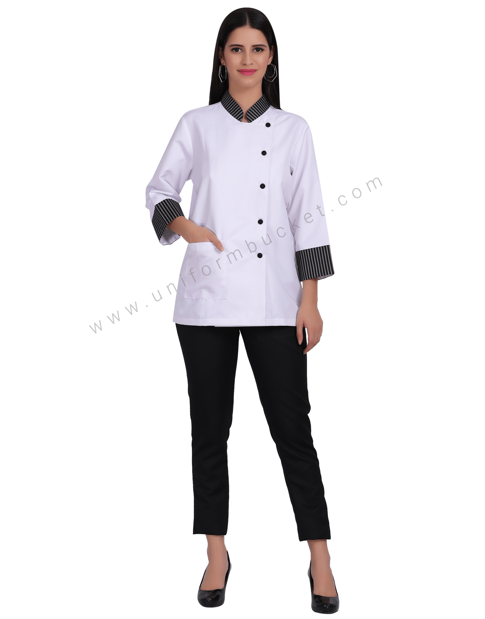 White Chef Coat With 3/4th Sleeve