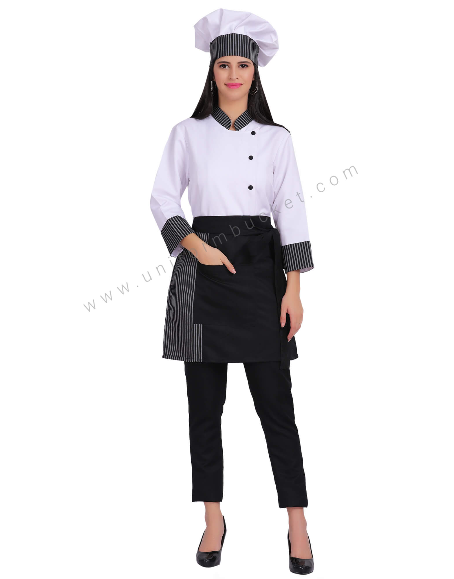 White Chef Coat With 3/4th Sleeve