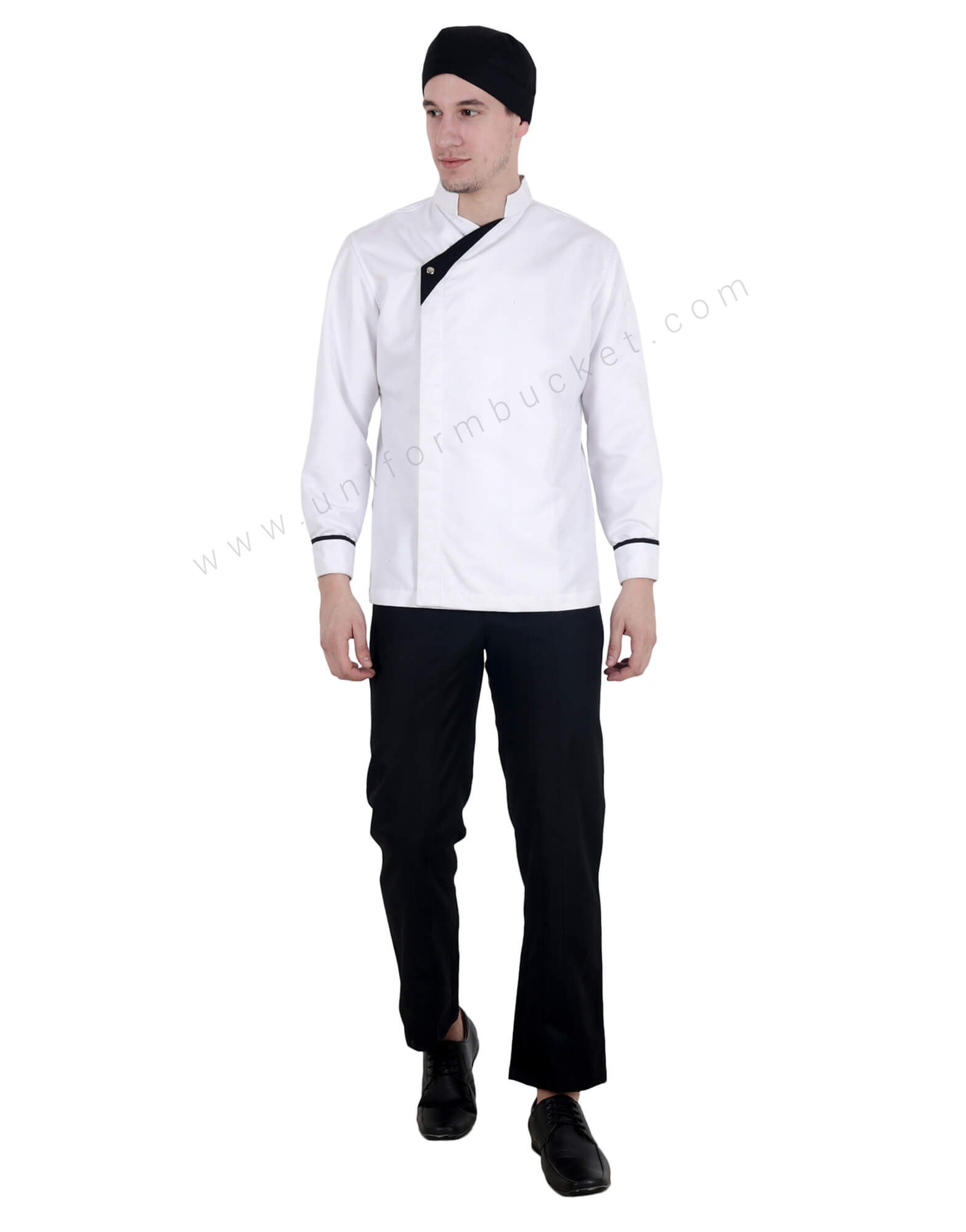 Band Collar Chef Jacket With Black Trims