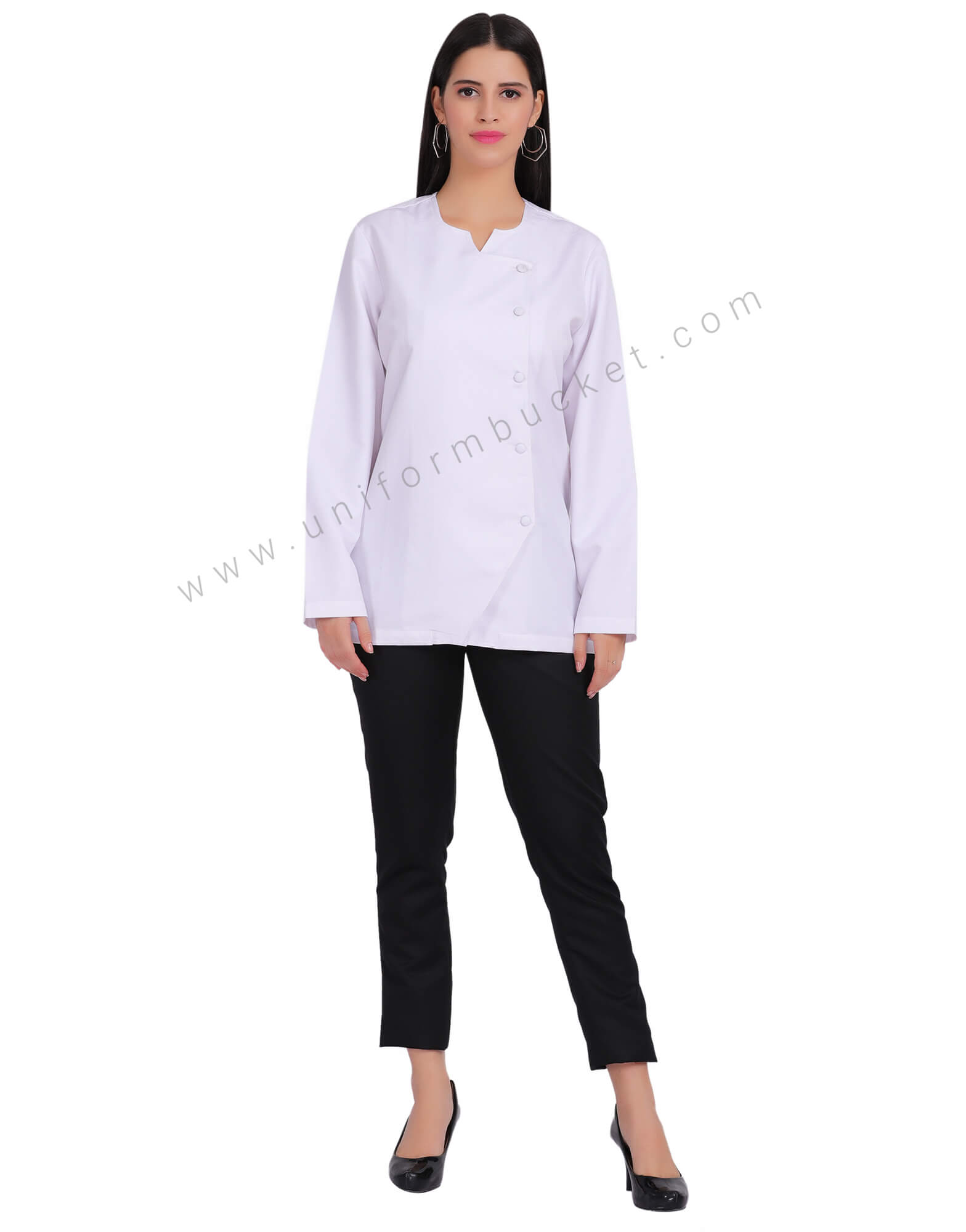 White  Designer  Chef Coat For Women